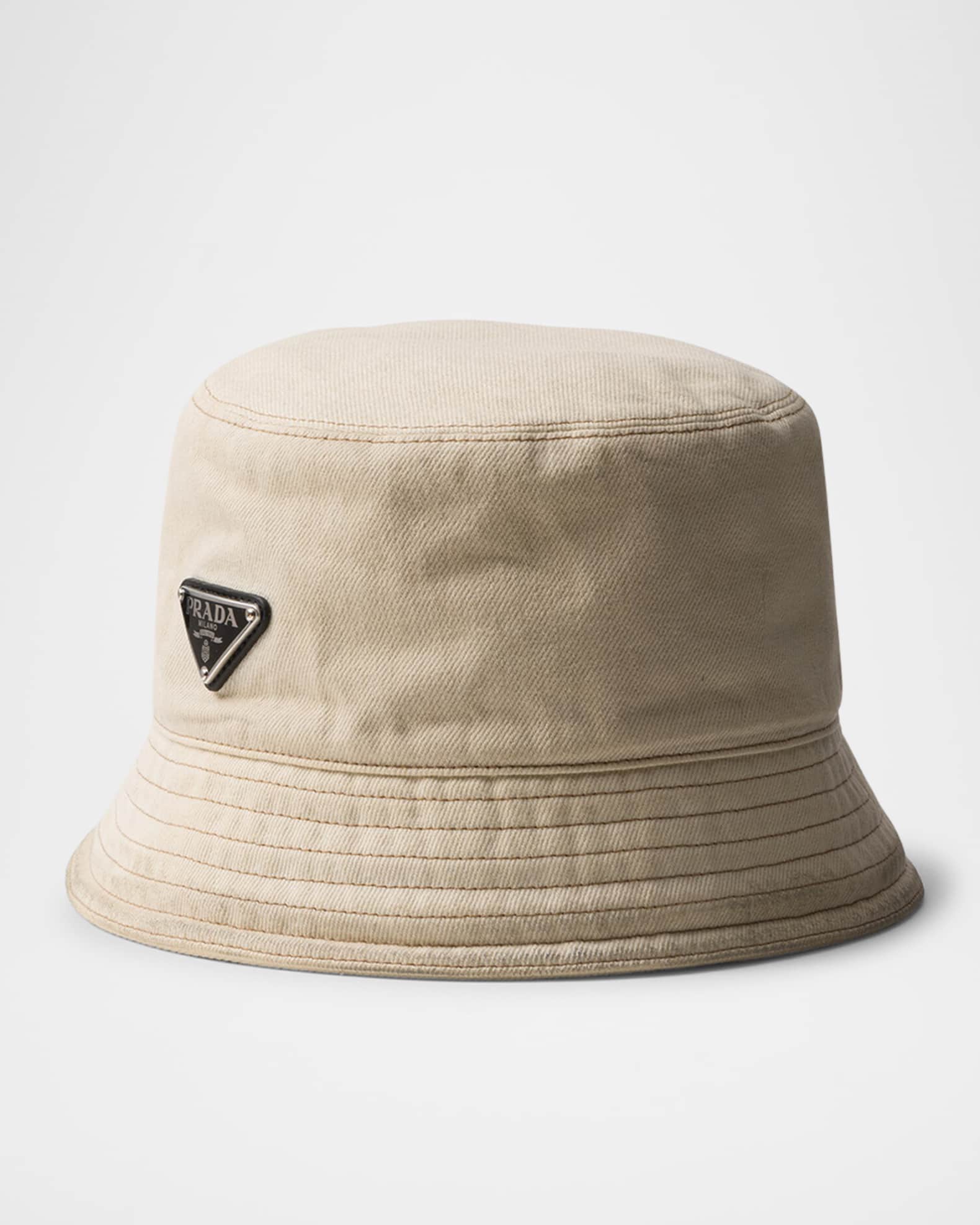 Men's Worn Bull-Denim Bucket Hat with Enameled Logo 0