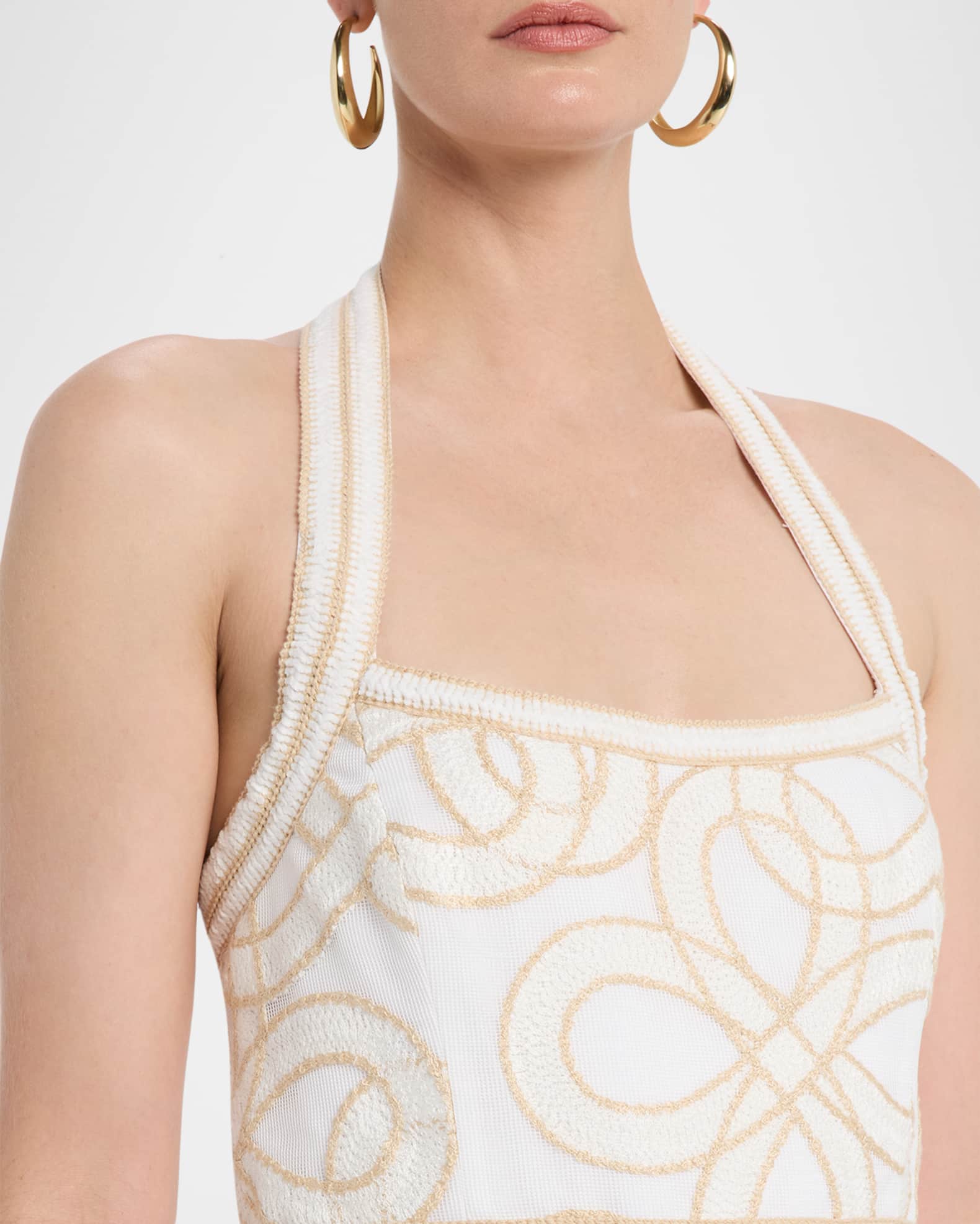 REBECCA VALLANCE Irena Sleeveless A-Line Halter Midi Dress