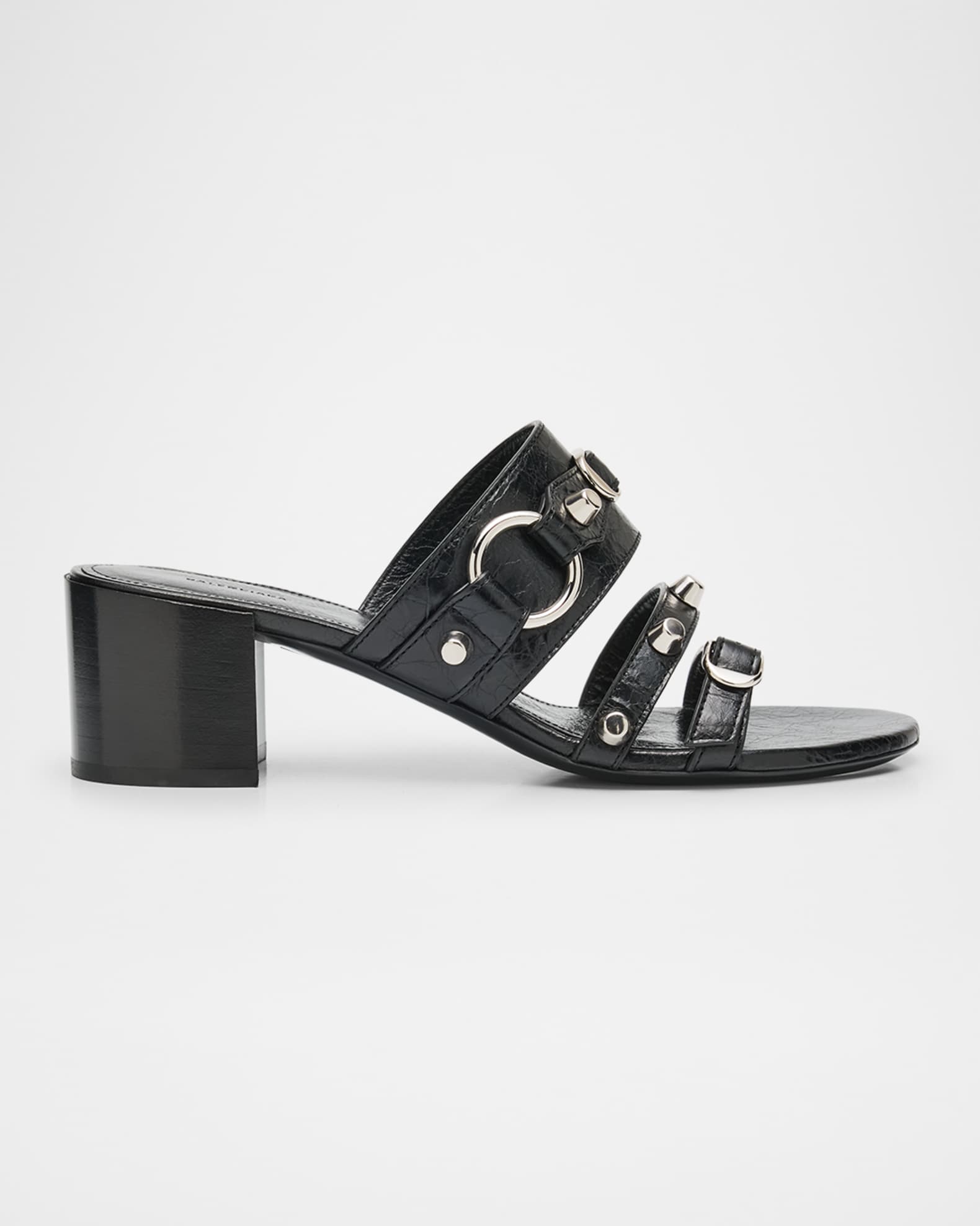 Balenciaga City Leather Block-Heel Sandals | Neiman Marcus