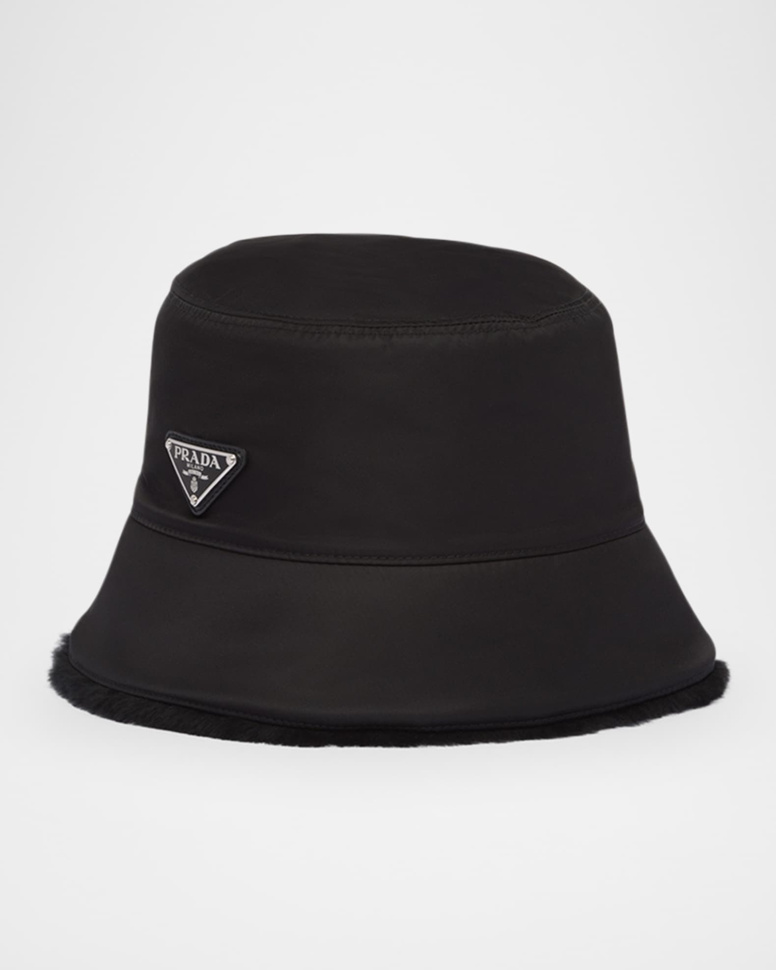 Prada Men's Re-Nylon And Lamb Shearling Bucket Hat | Neiman Marcus