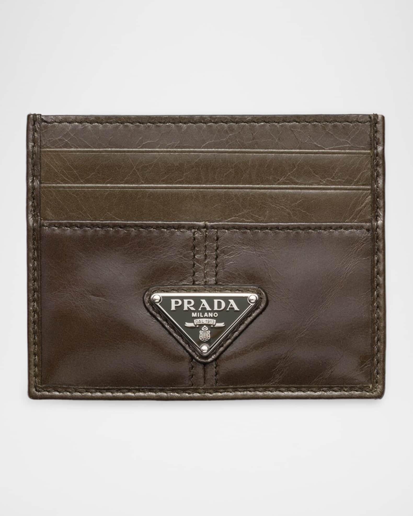 PRADA レザー ケース Prada Men's Crinkle Leather Card Case | Neiman Marcus
