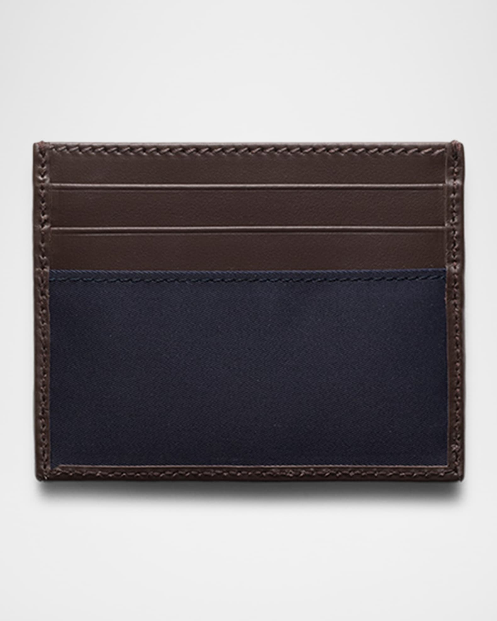 Men's Re-Nylon and Leather Card Holder 1