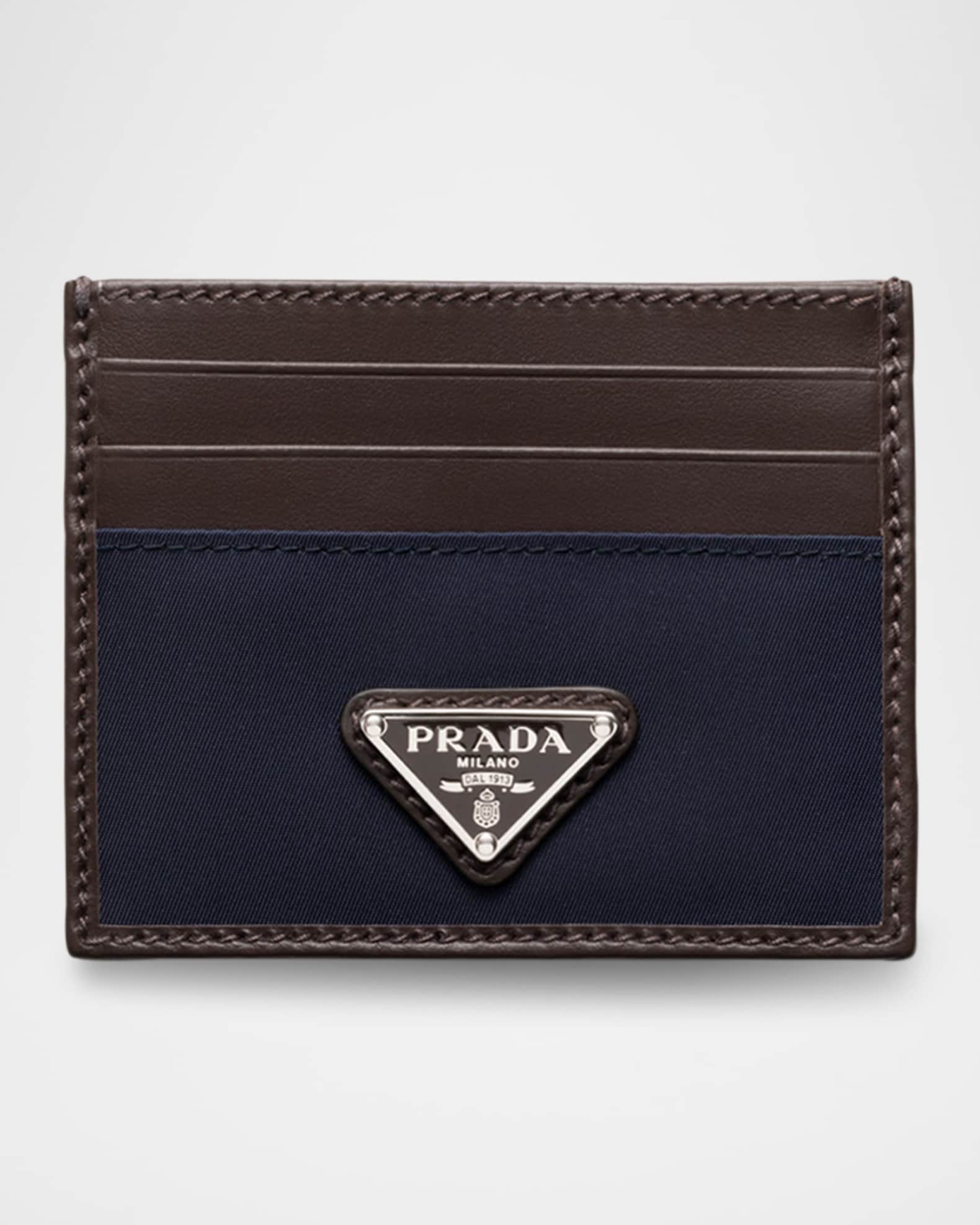 Men's Re-Nylon and Leather Card Holder 0