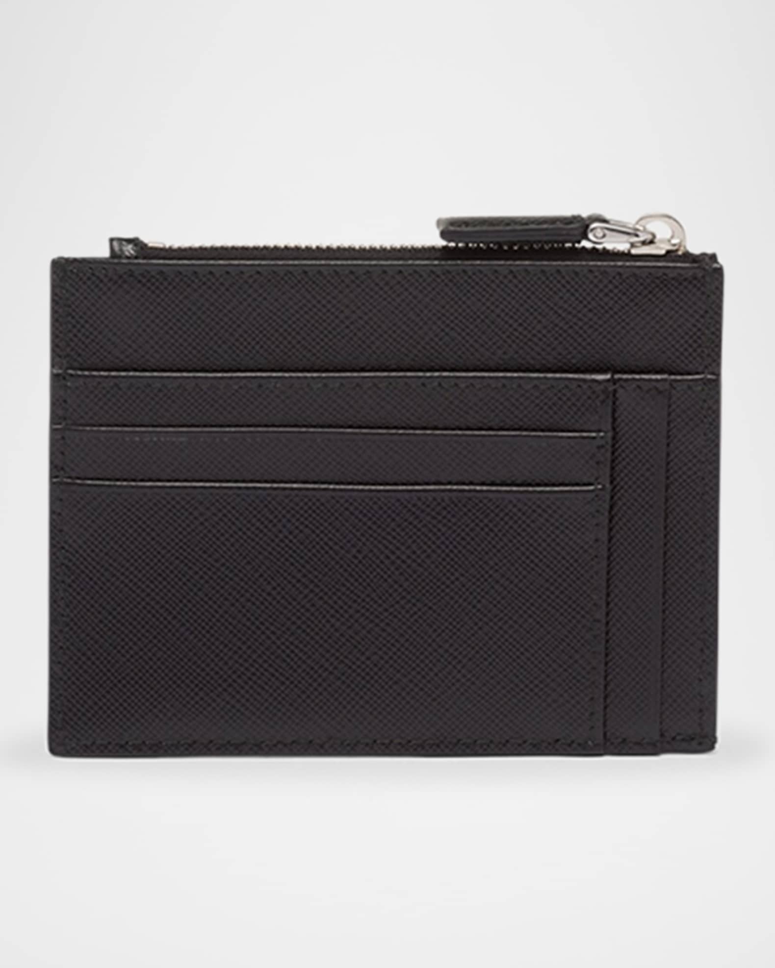 Prada Men's Saffiano Leather Zip Card Holder | Neiman Marcus