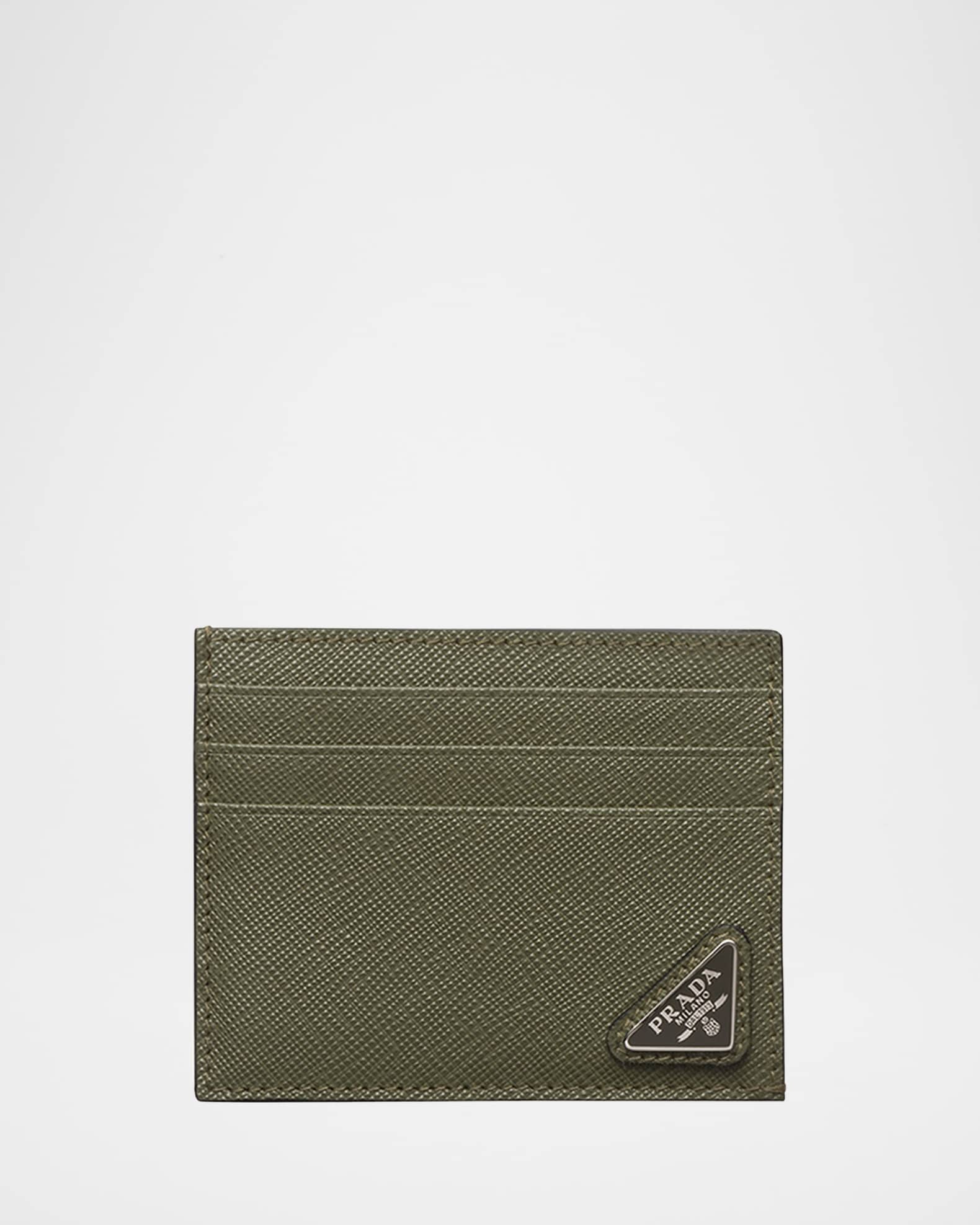【関税&送料込】Prada Soft Lux Leather Card Case Prada Soft Lux Business Card Holder Brown Leather ref