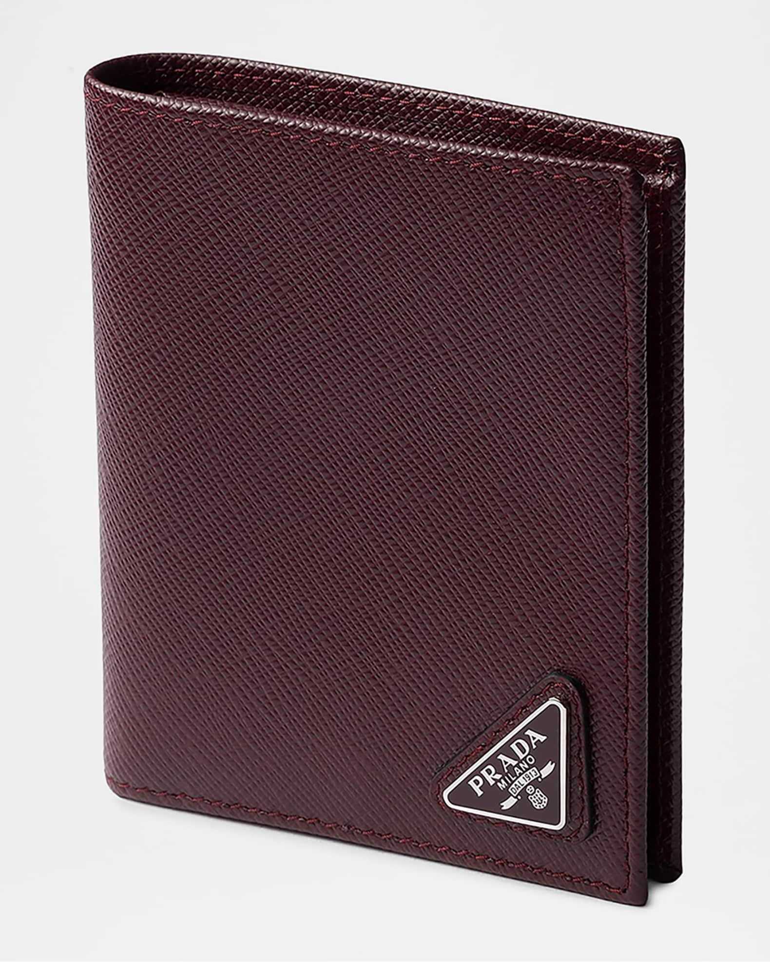 Prada Men's Saffiano Triangolo Billfold Wallet | Neiman Marcus