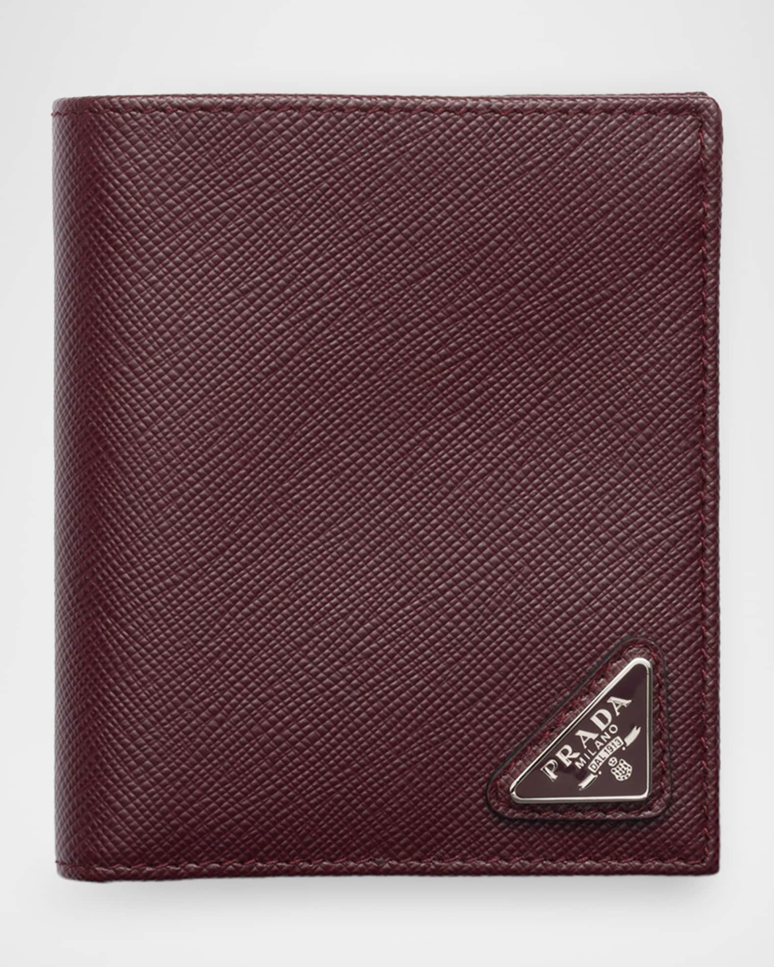 Prada Men's Saffiano Triangolo Billfold Wallet | Neiman Marcus