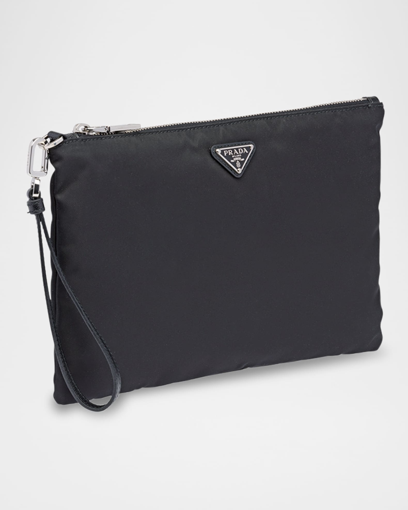 関税送料無料【PRADA】NYLON AND SAFFIANO POUCH Prada Men's Re-Nylon & Saffiano Leather Pouch with Wrist