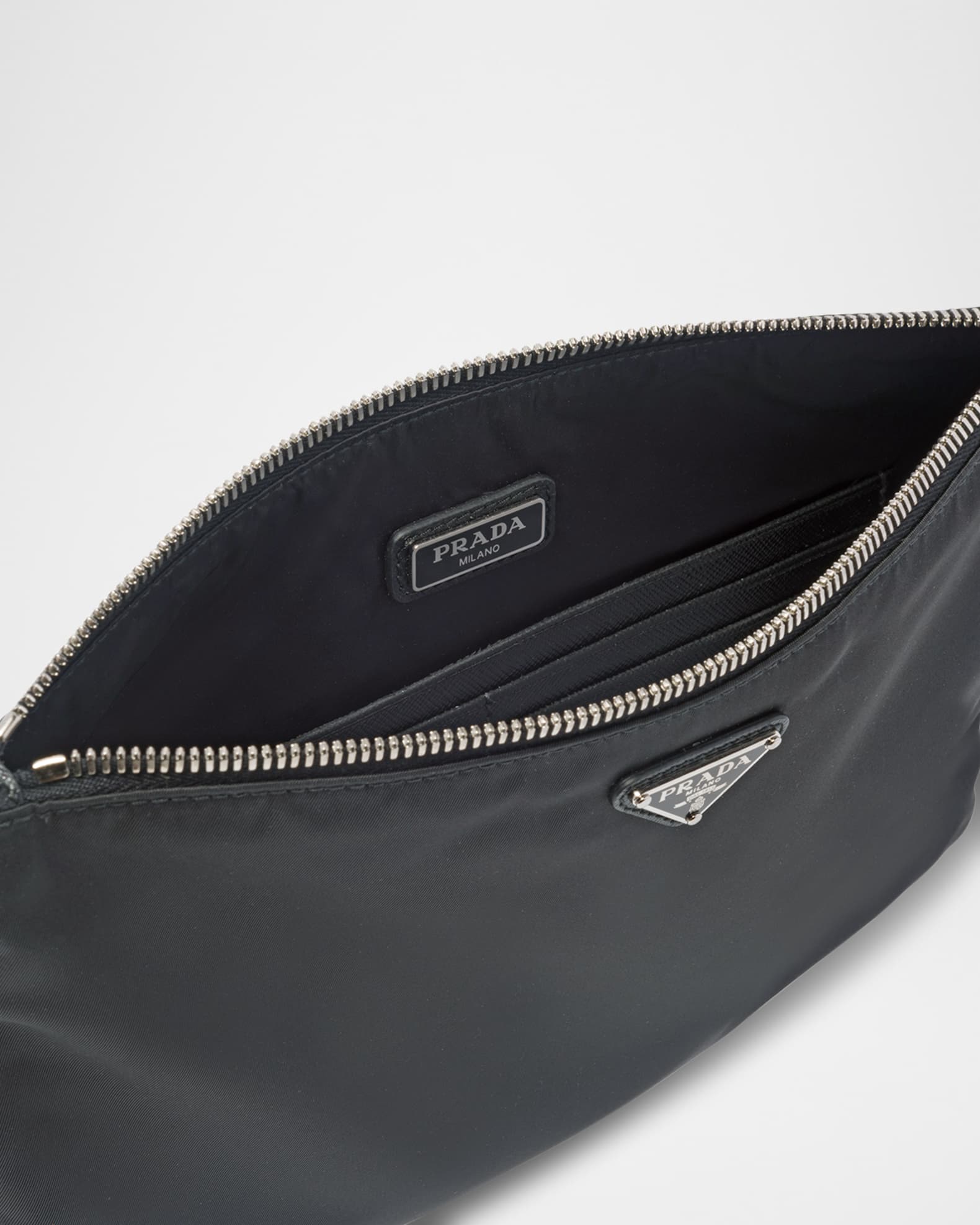 Prada Men's Re-Nylon & Saffiano Leather Pouch with Wrist Strap
