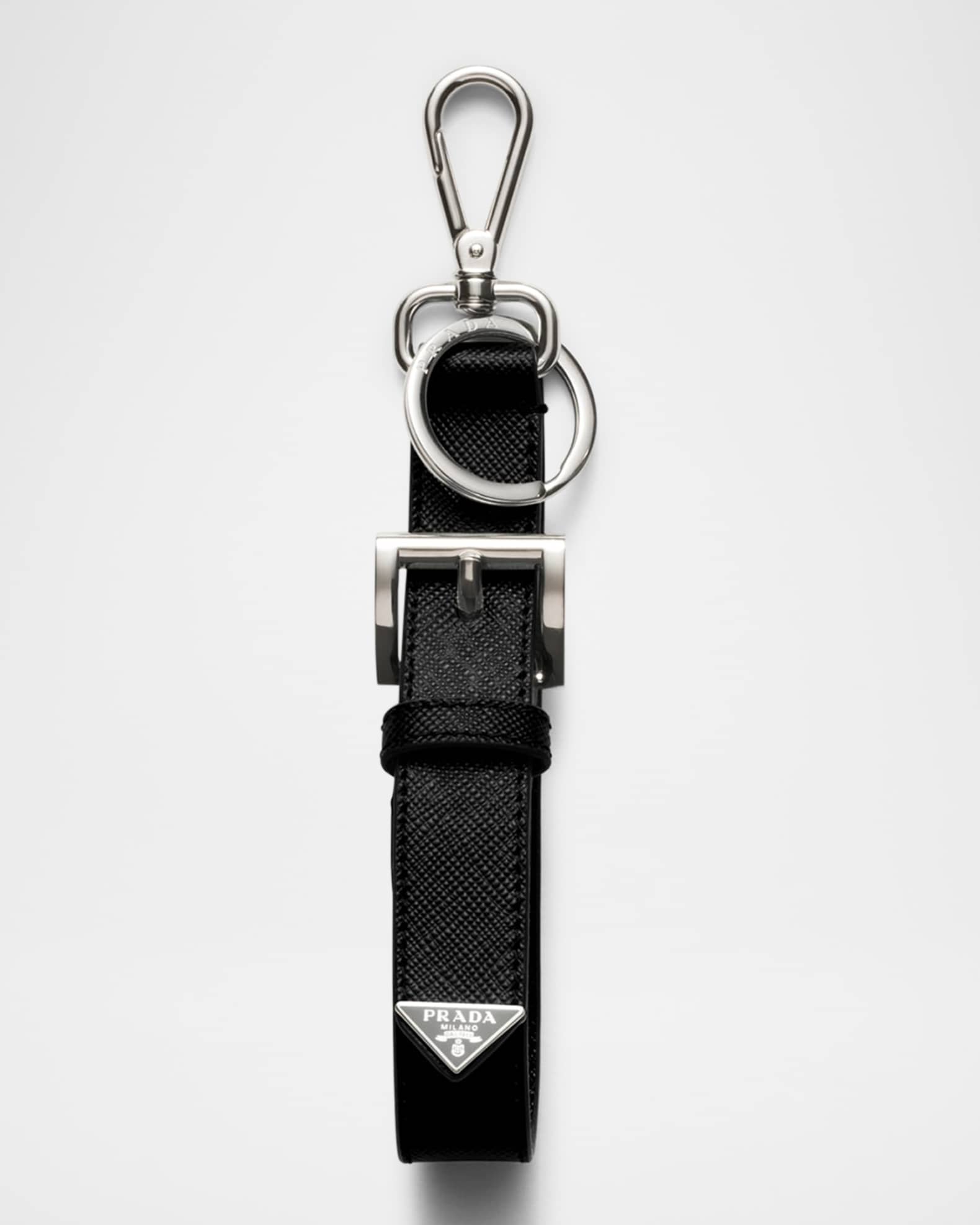 PRADA Saffiano leather keychain サフィアーノ キーチェーン Black Saffiano keychain | PRADA