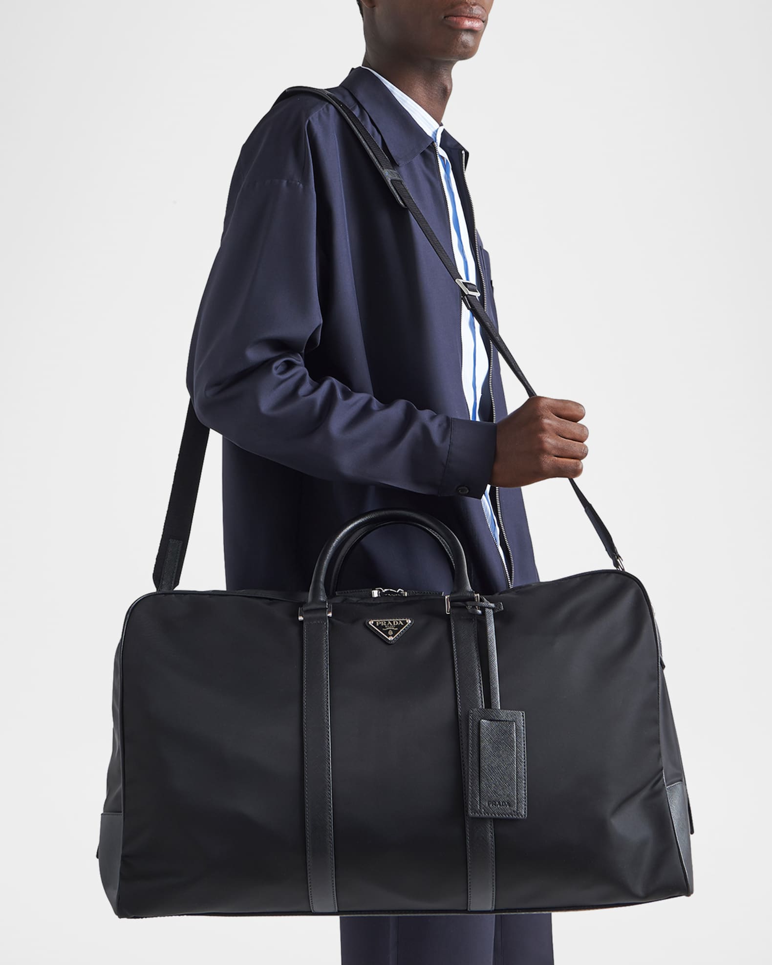 ハンドバッグ Prada Re-Nylon And Smooth Leather Large Duffle Bag Black Re-nylon And Saffiano Leather Duffle Bag | PRADA