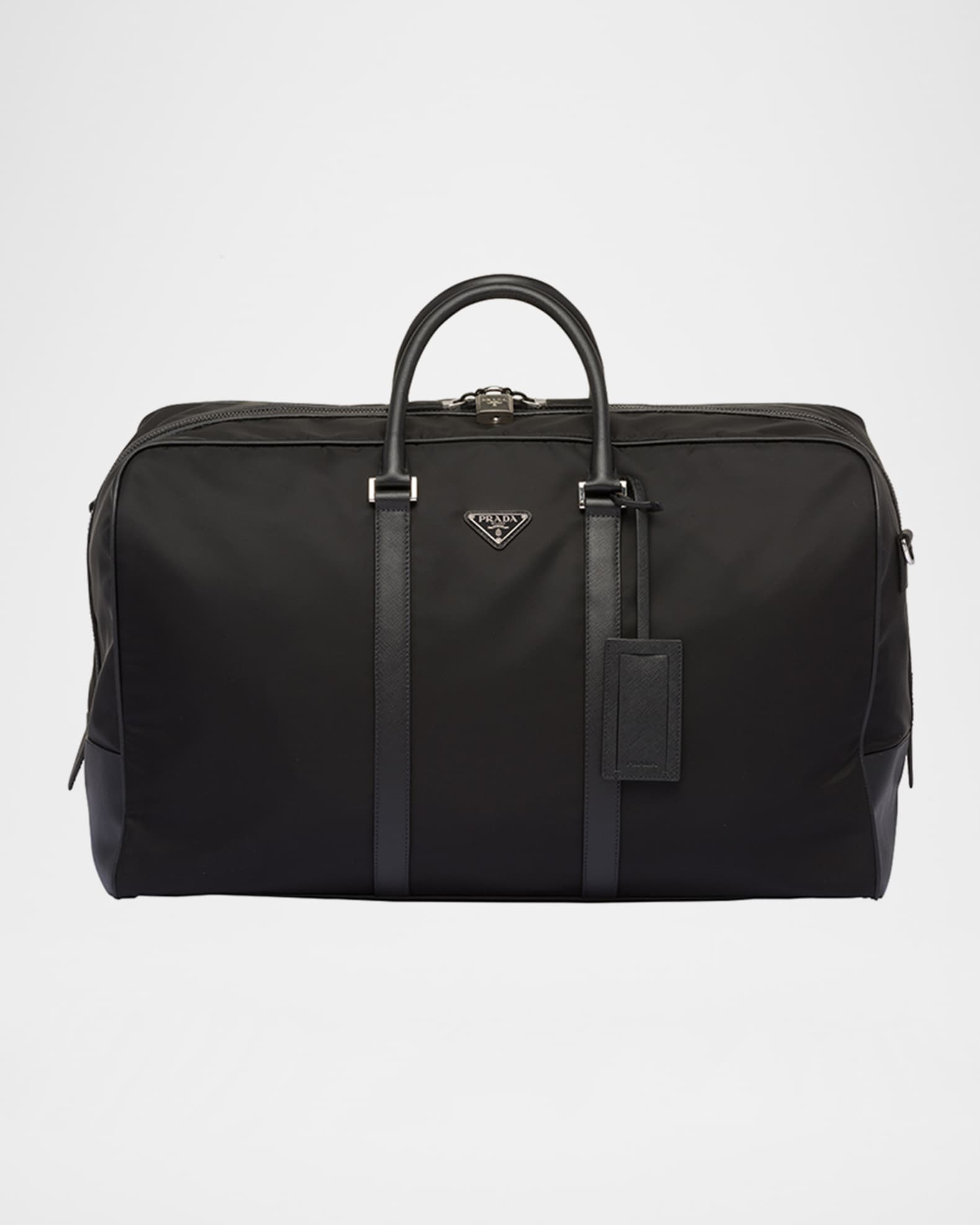 Men's Large Re-Nylon and Saffiano Leather Duffel Bag 0