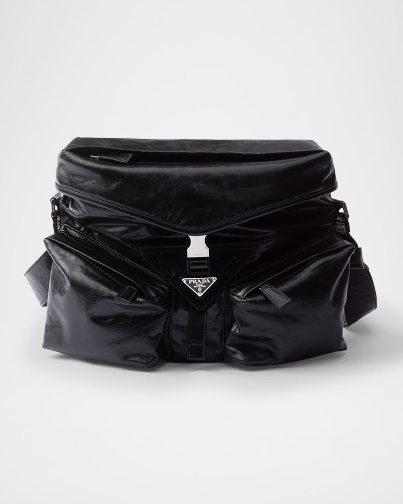 Men's Slanted Leather Shoulder Bag 0