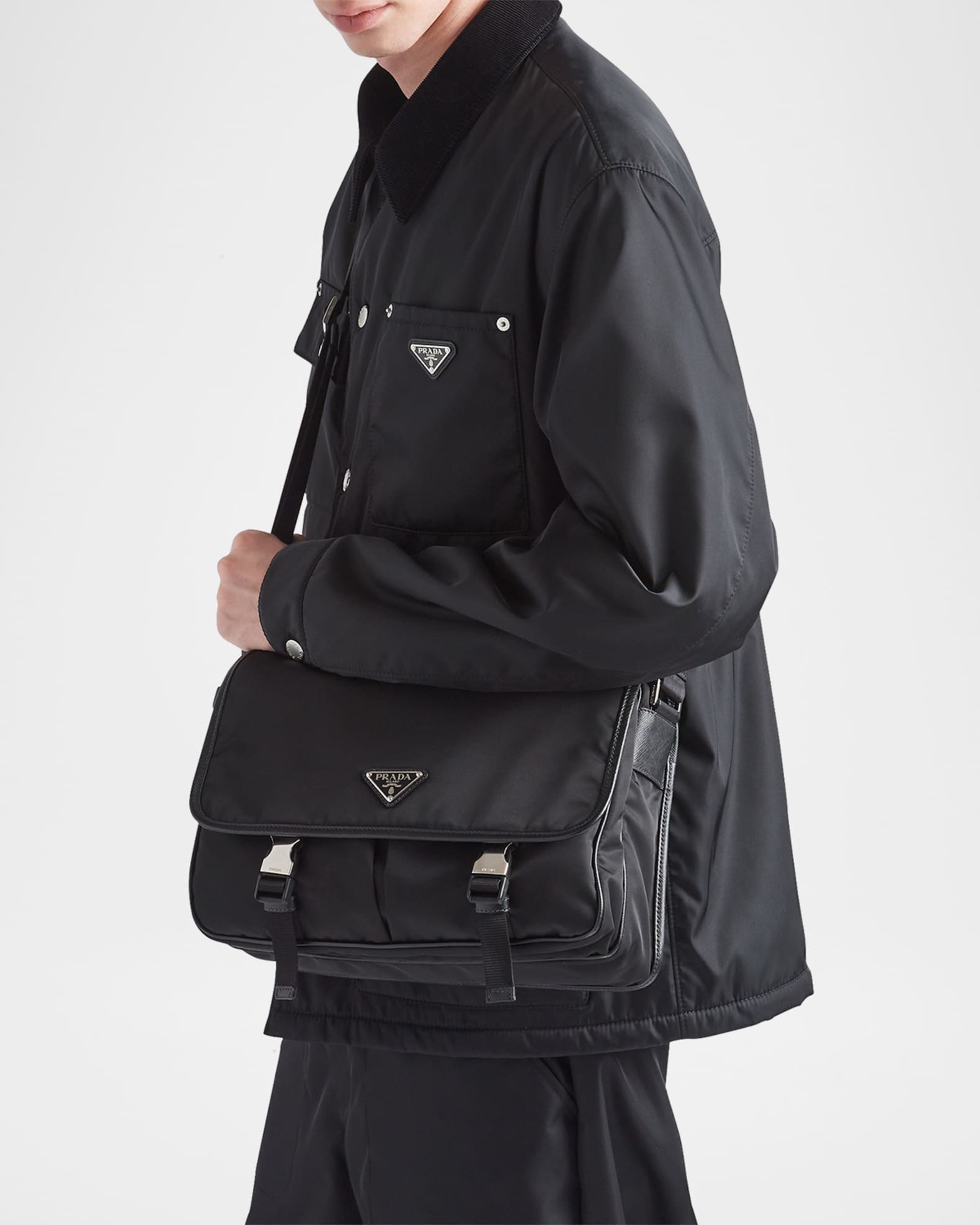 Men's Nylon and Leather Crossbody Bag 1