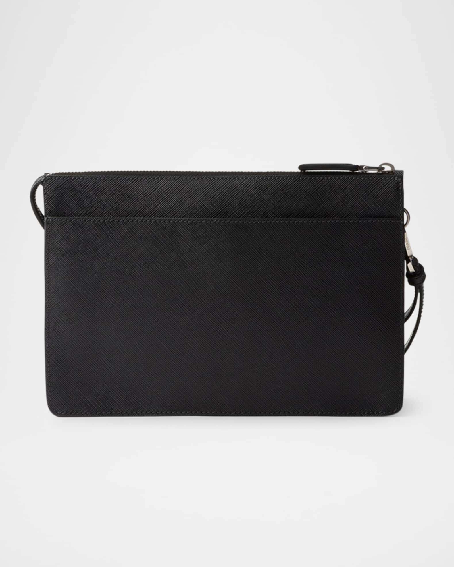 Prada Men's Saffiano Leather Zip Pouch | Neiman Marcus