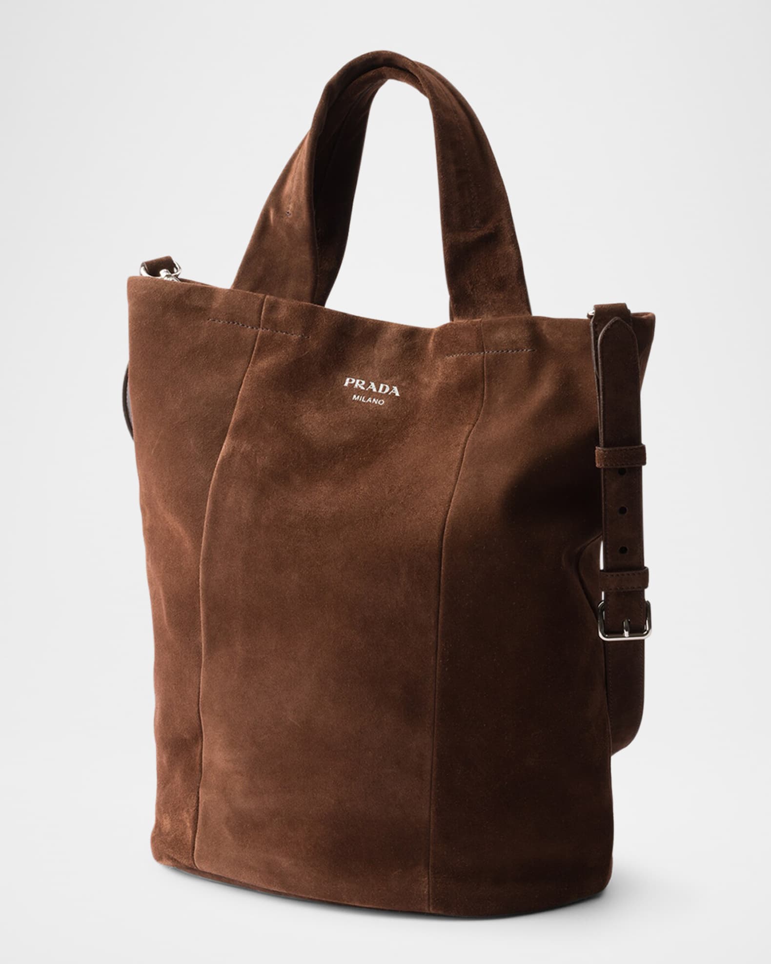 24PF new/PRADA ミディアムスエードトートバッグ Bag Brown Prada Men's Suede Tote Bag | Neiman Marcus