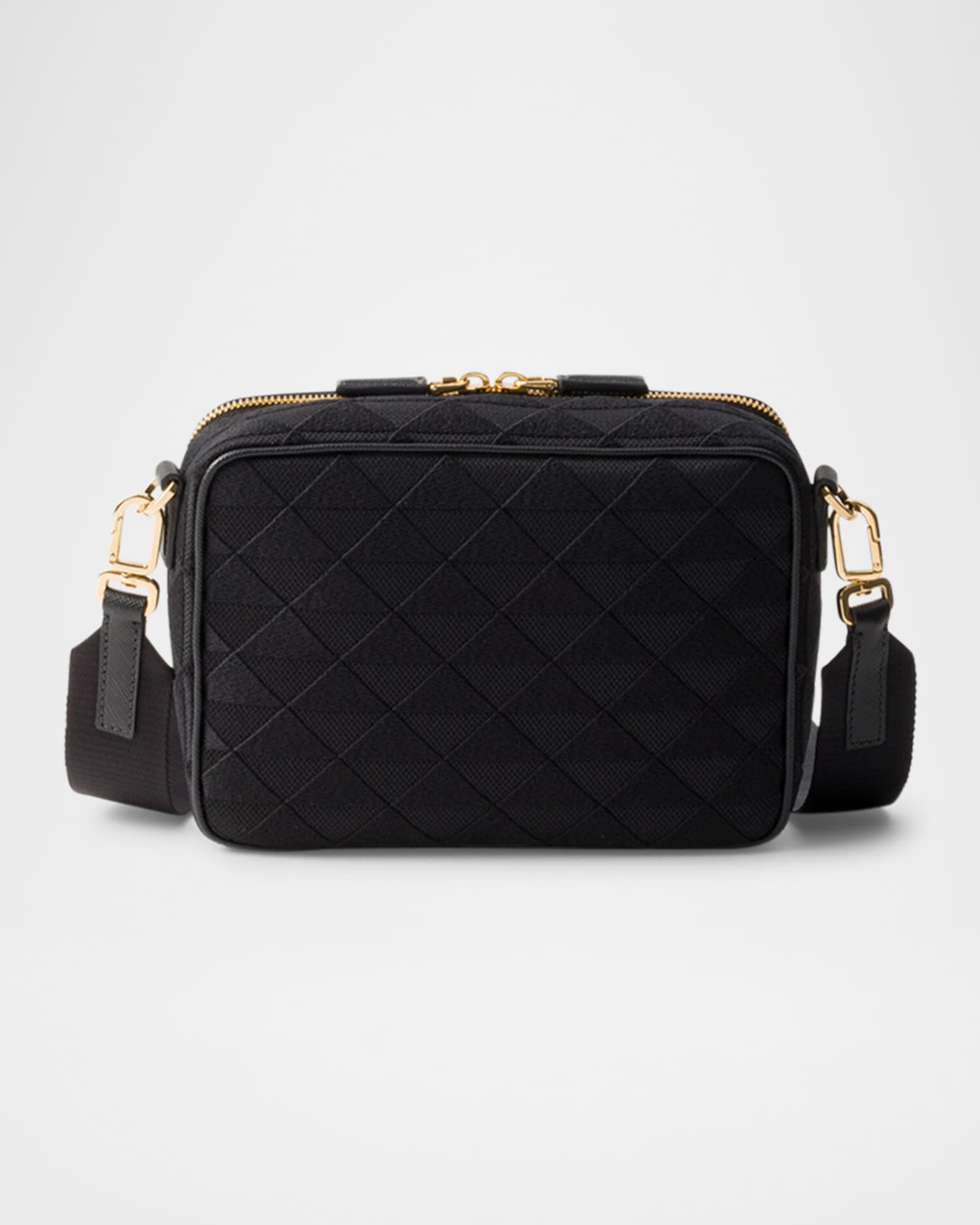 Prada Men's Brique Embroidered Fabric Crossbody Bag | Neiman
