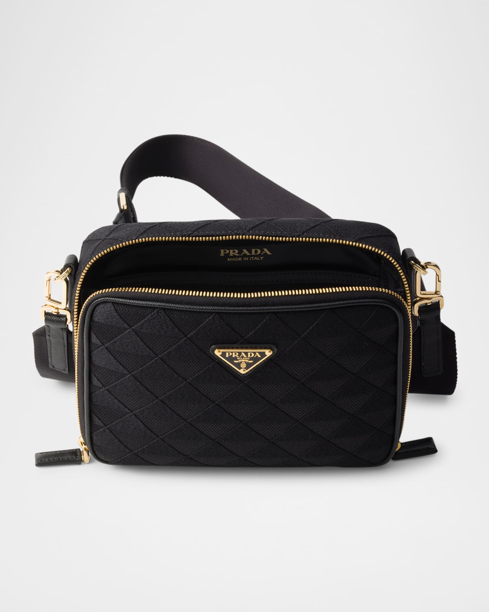 PRADA＊Prada Brique brushed leather ショルダーバッグ＊送料込 Prada Men's Brique Embroidered Fabric Crossbody Bag | Neiman