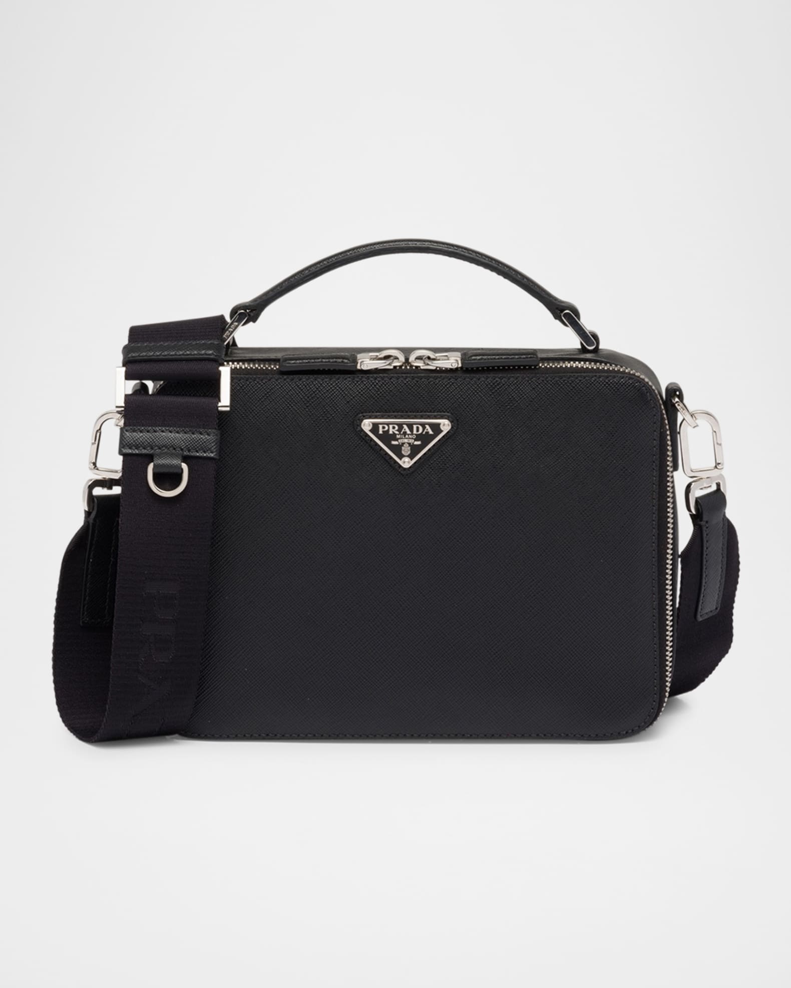 【関税&送料込】Prada Black Leather Brique Crossbody Bag Brique leather crossbody bag in black - Prada | Mytheresa