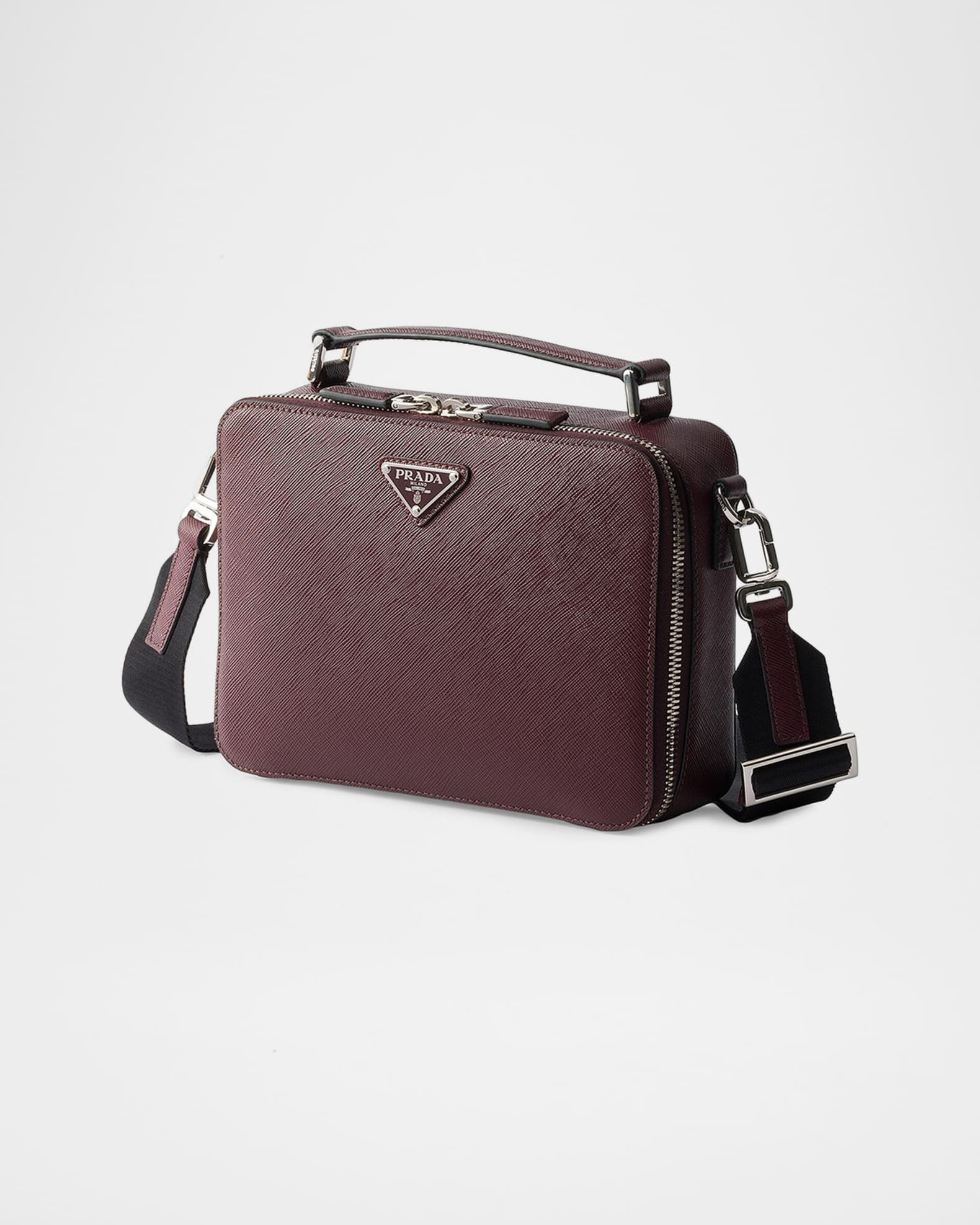 Prada Men's Brique Saffiano Leather Top-Handle/Crossbody Bag