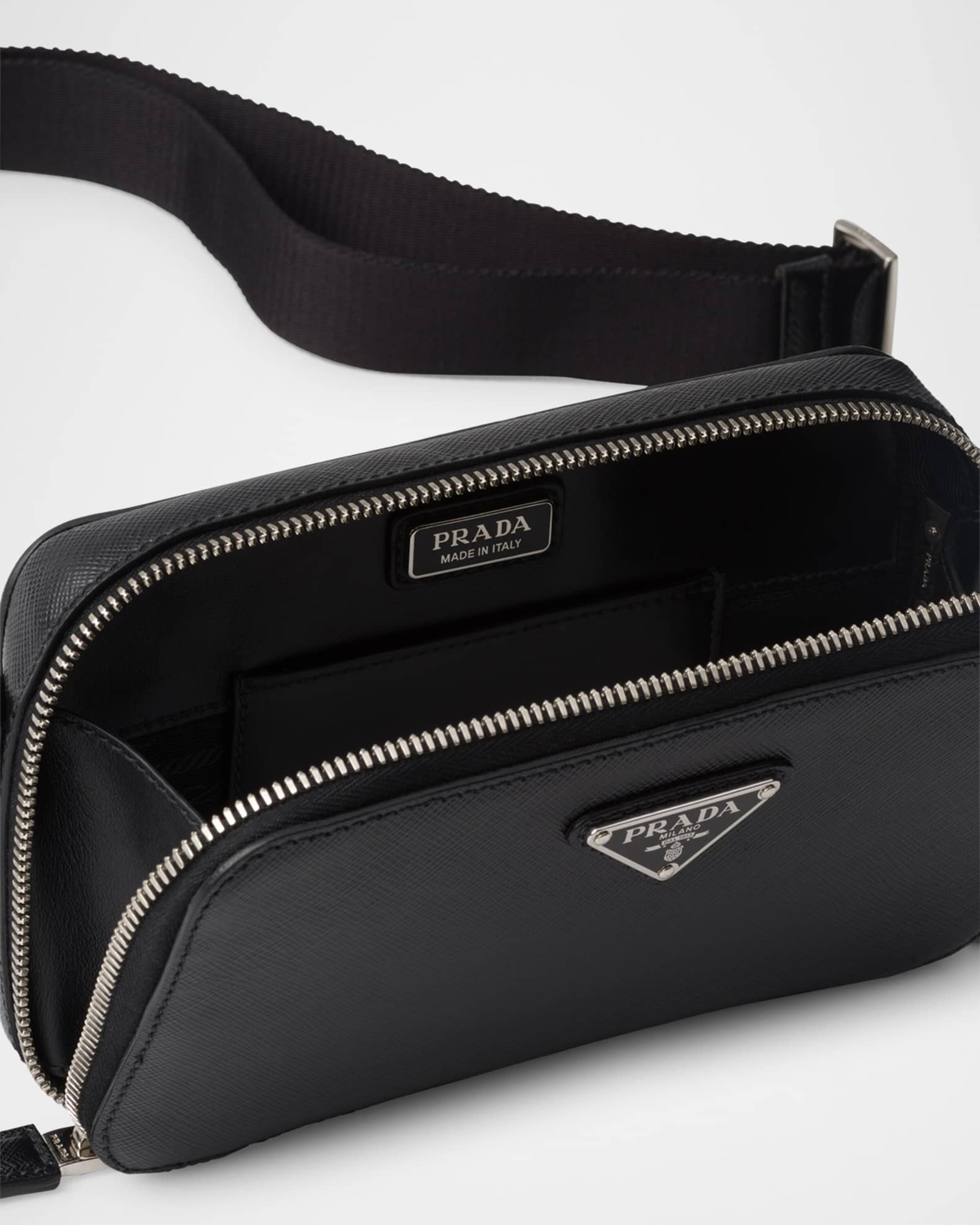 Prada Men's Saffiano Leather Crossbody Bag | Neiman Marcus