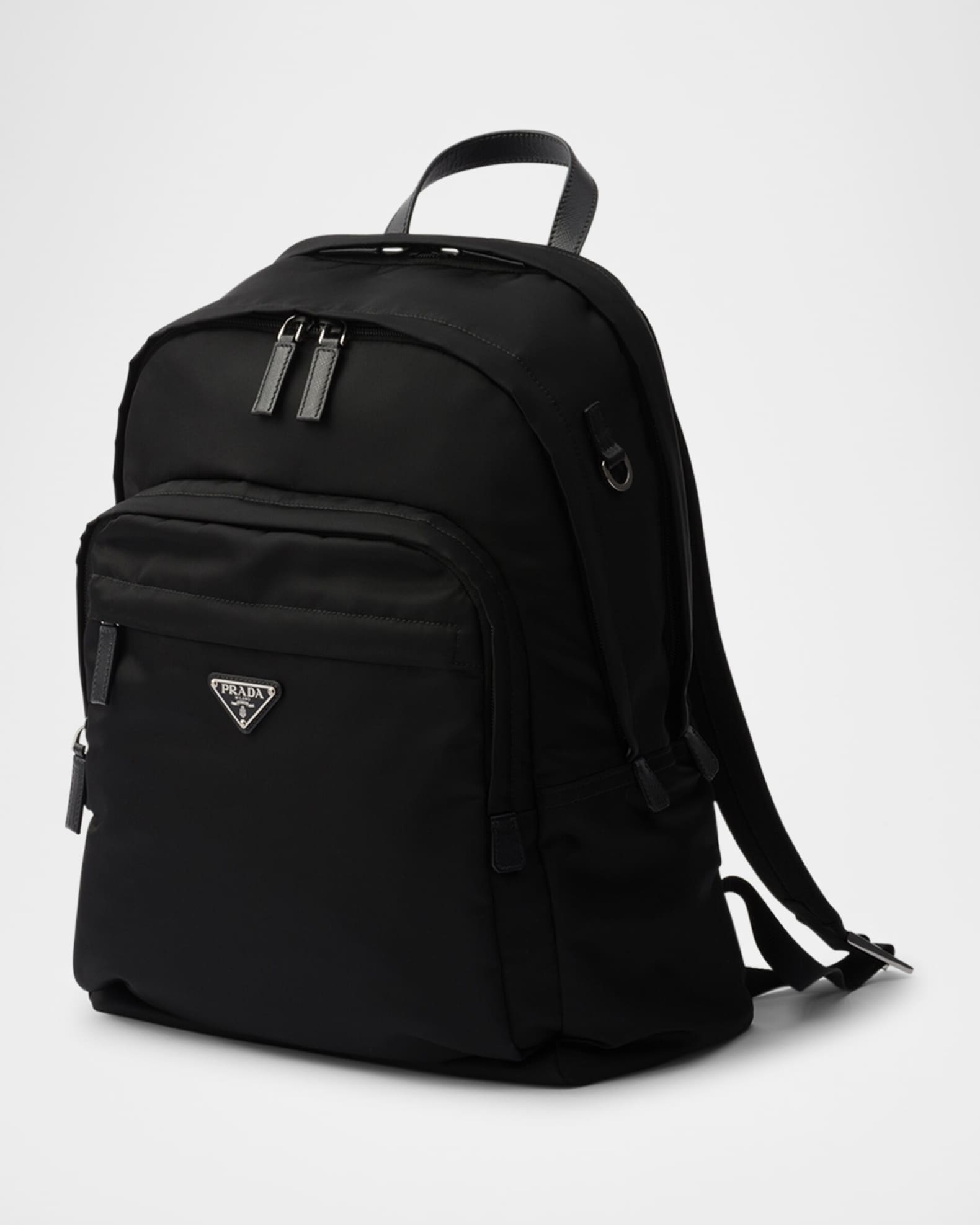 Triangle Re-Nylon And Saffiano Leather Backpack 1