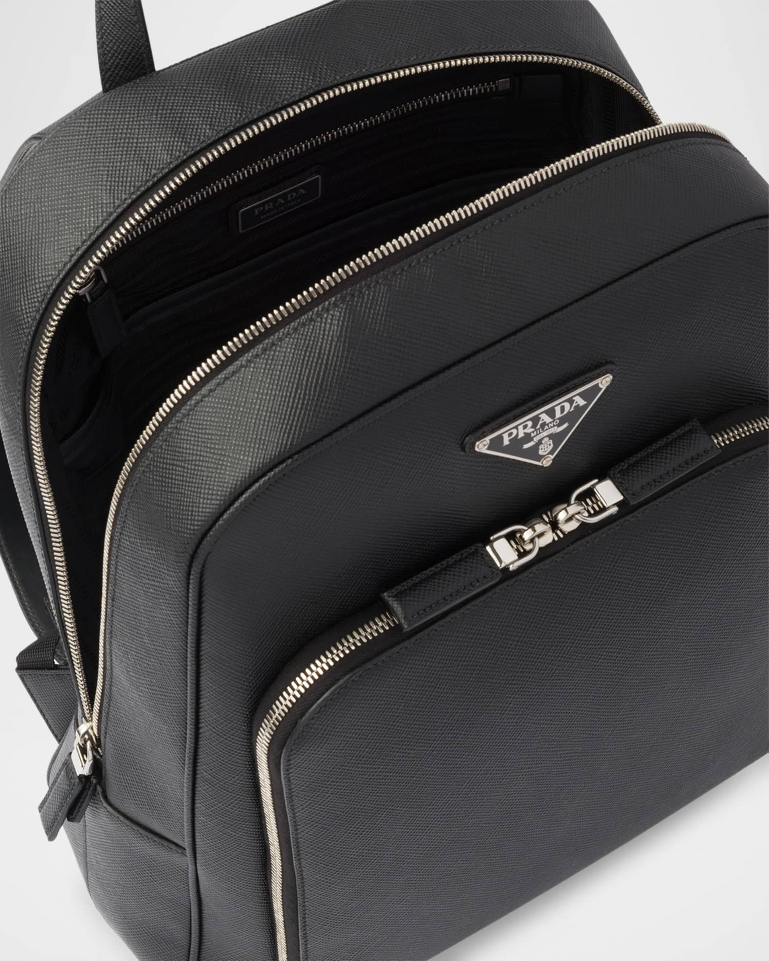 Black Re-Nylon and Saffiano leather backpack | PRADA
