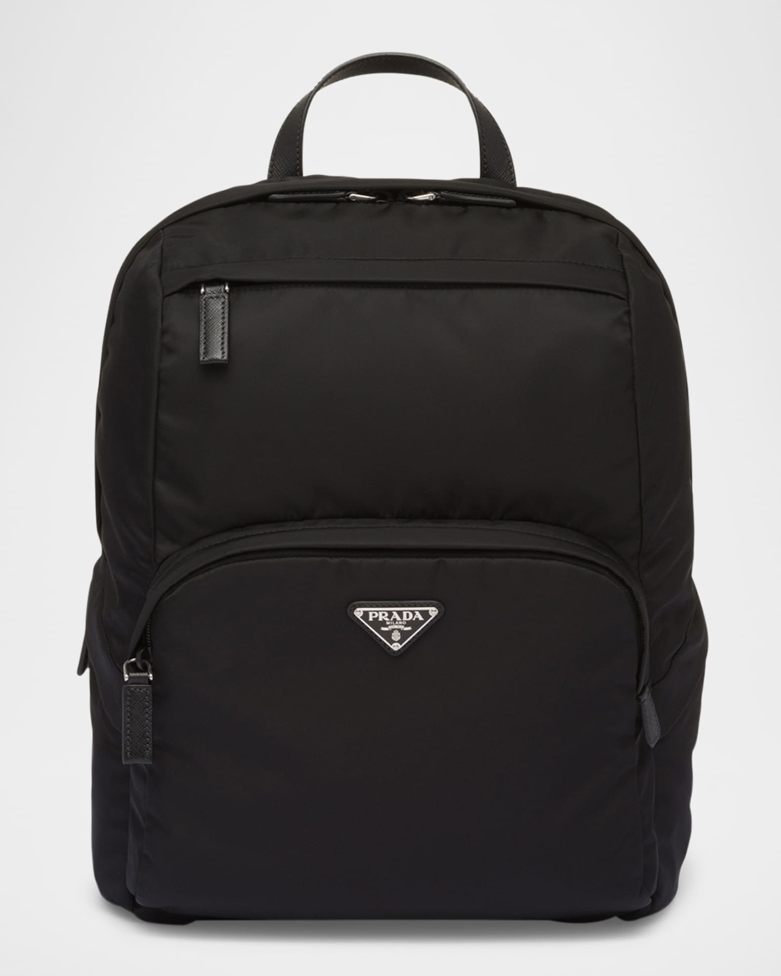 Men's Re-Nylon And Saffiano Leather Backpack 0