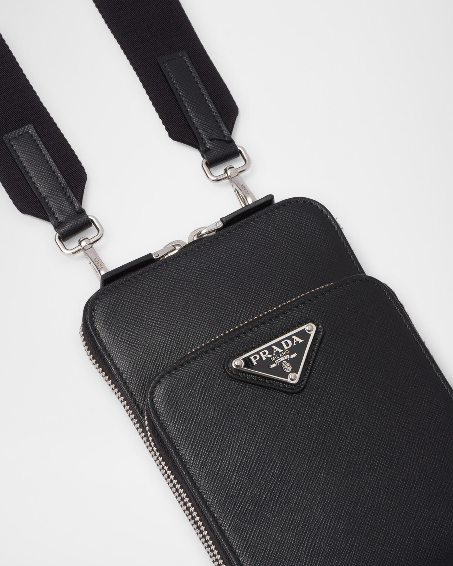 Prada Men's Saffiano Leather Smartphone Case | Neiman Marcus