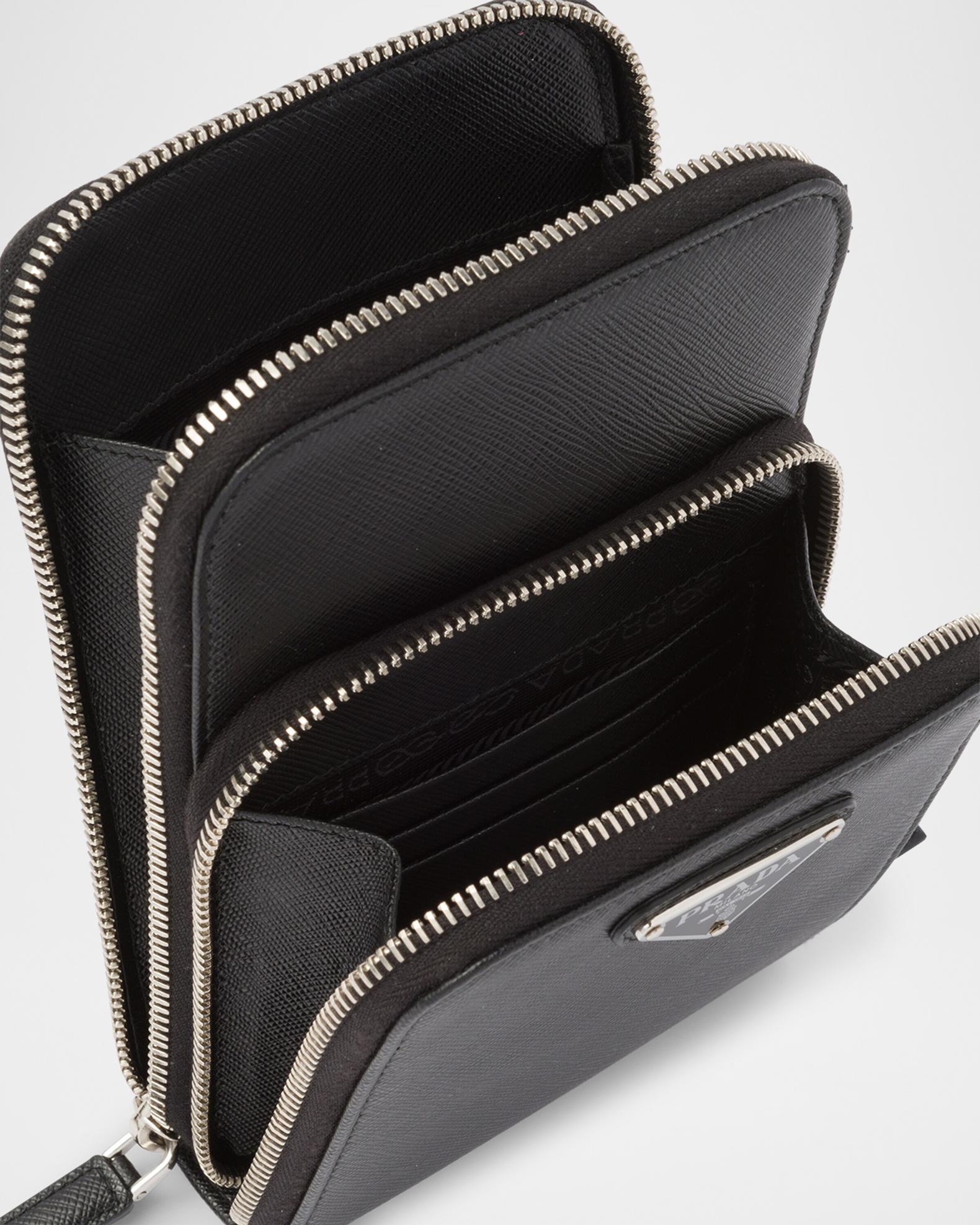 Prada Men's Saffiano Leather Smartphone Case | Neiman Marcus