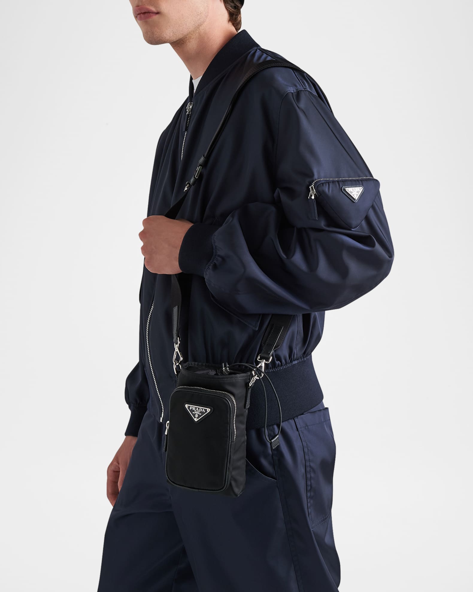 Prada Men's Tessuto Drawstring Nylon Smartphone Case w/ Strap