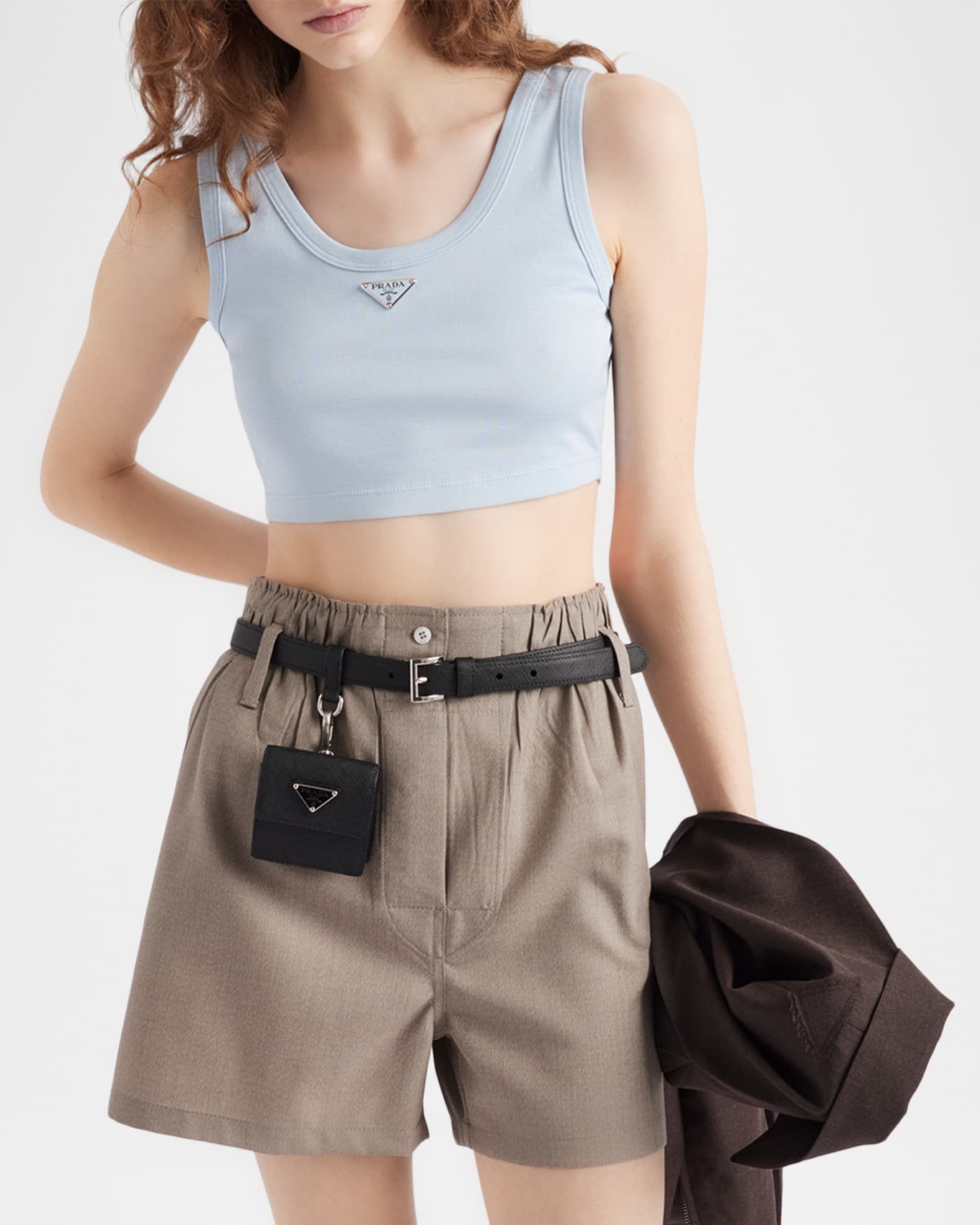 プラダ　リブニットトップス Navy Ribbed Knit Top | PRADA