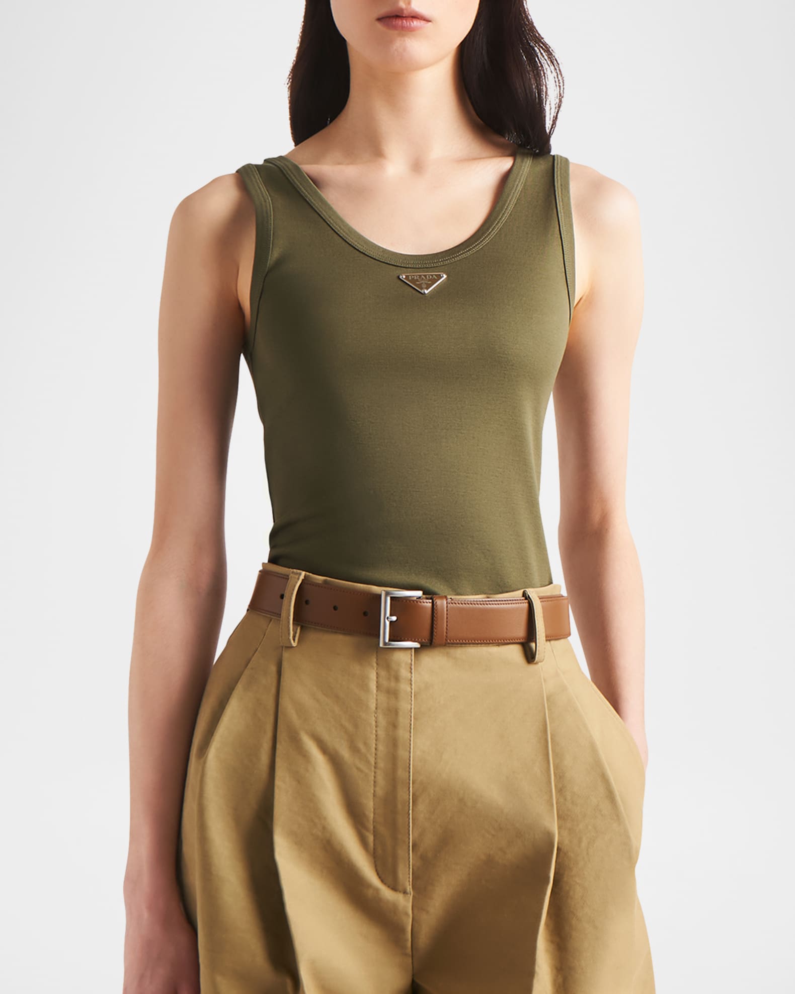 店舗良い Tank Jersey Ribbed Logo Metal Prada Top Marcus Neiman | ショルダーバッグ