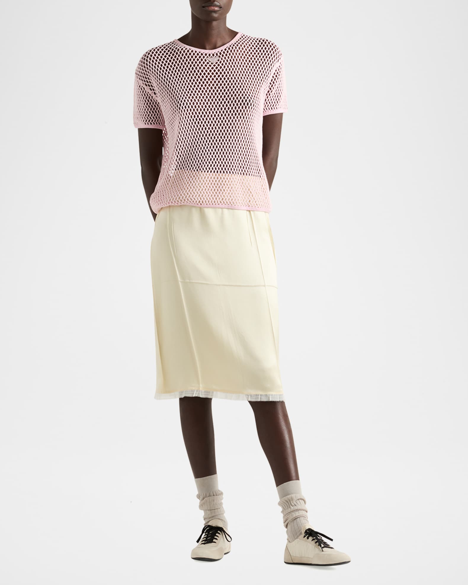 Prada Open Weave Short-Sleeve Top | Neiman Marcus