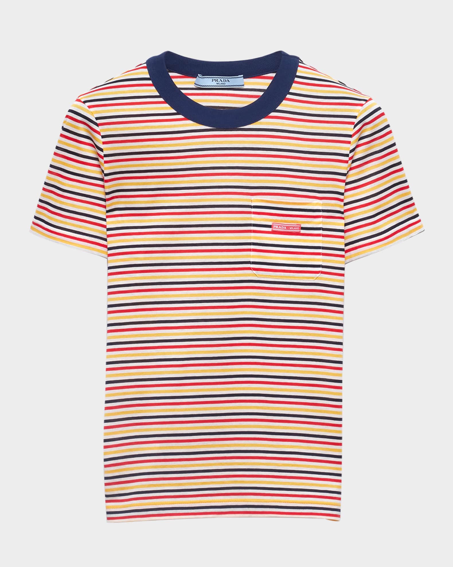 Prada Striped Lisle Cotton T-Shirt | Neiman Marcus
