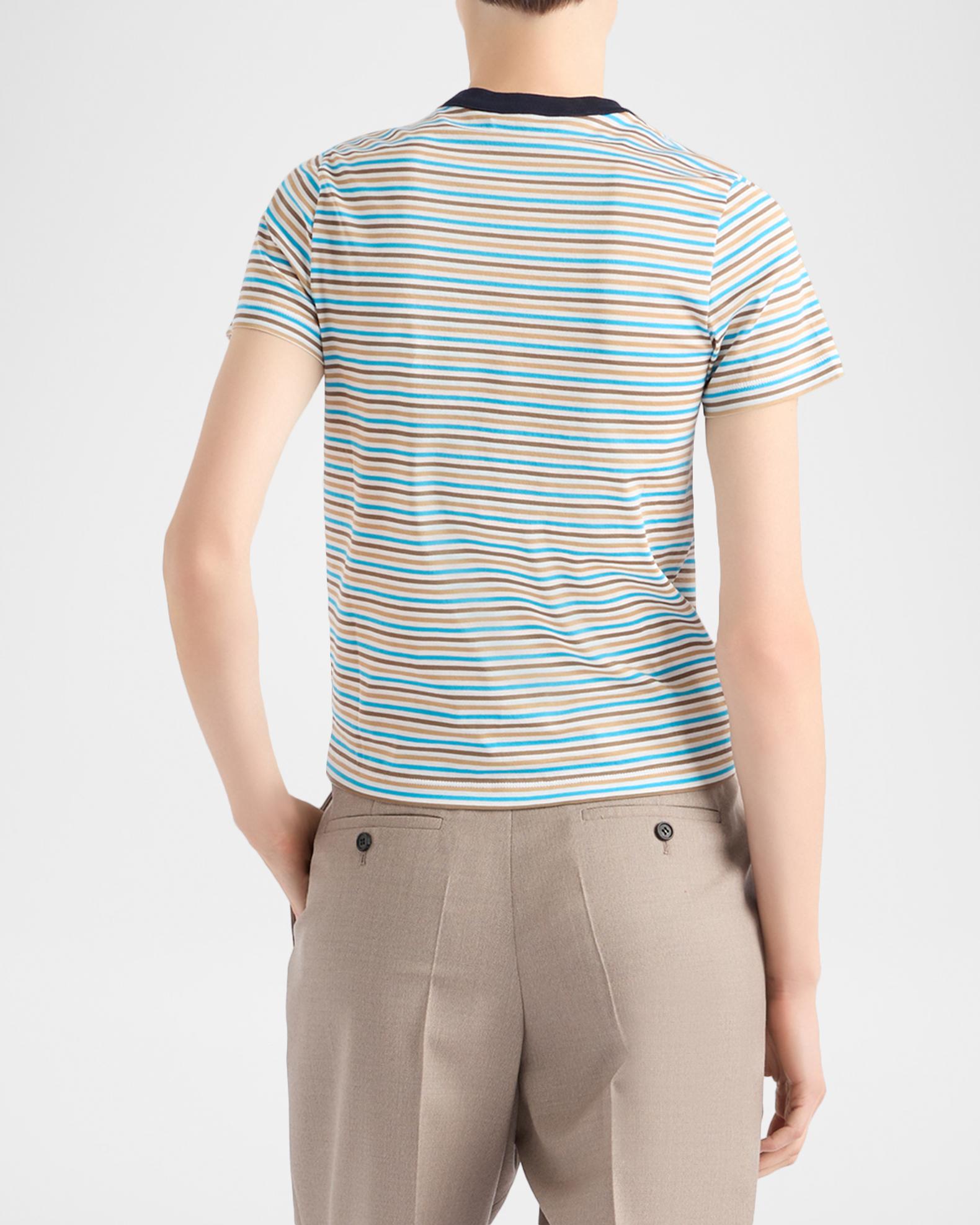 Prada Striped Lisle Cotton T-Shirt | Neiman Marcus