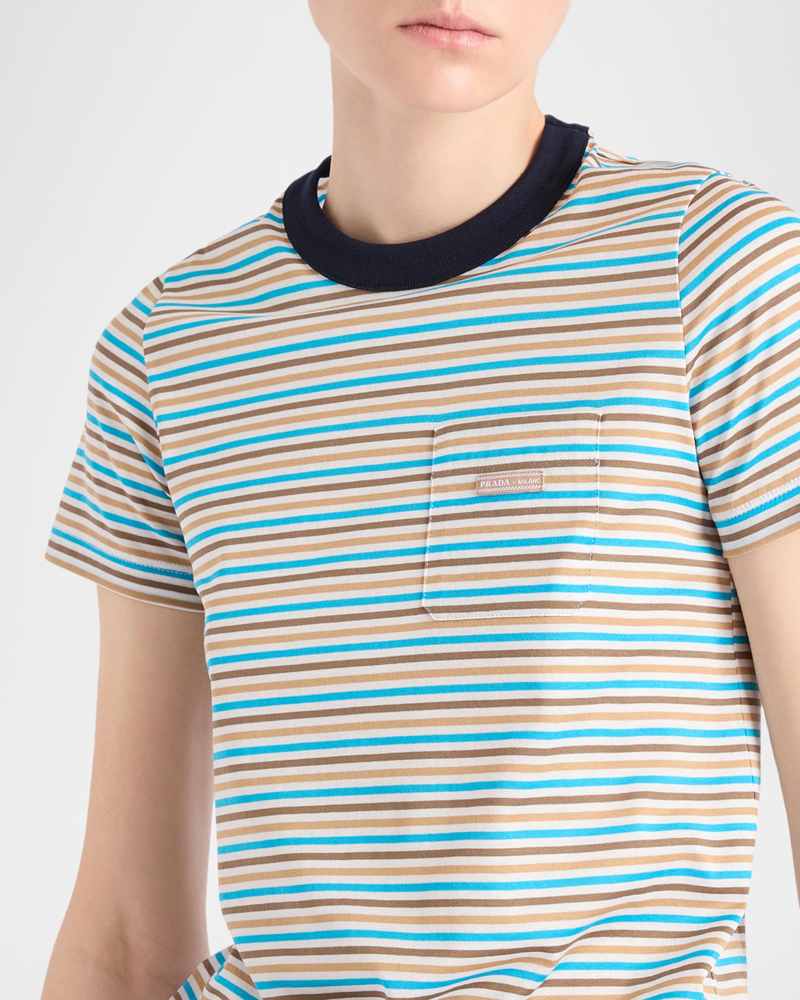 Prada Striped Lisle Cotton T-Shirt | Neiman Marcus