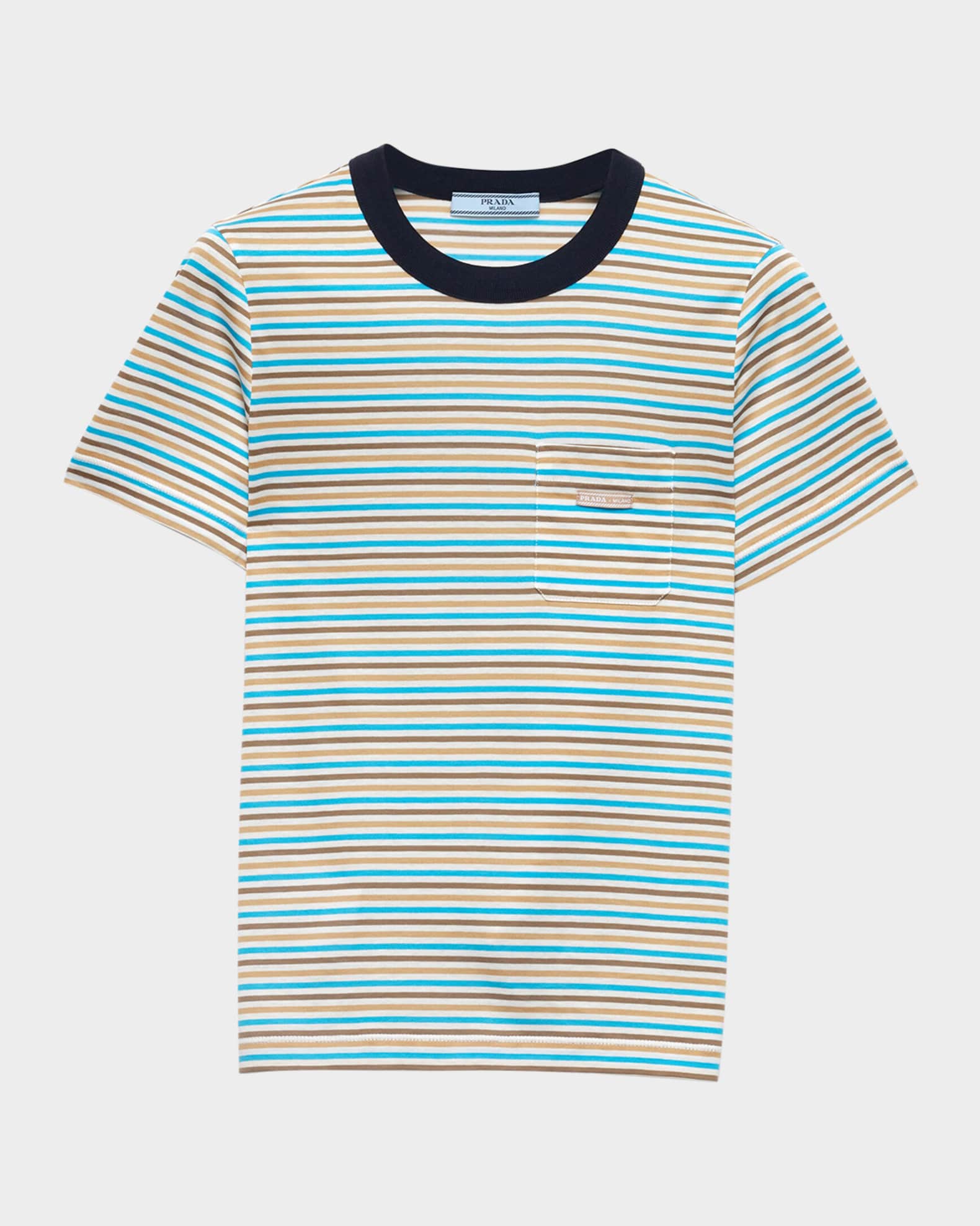 Prada Striped Lisle Cotton T-Shirt | Neiman Marcus