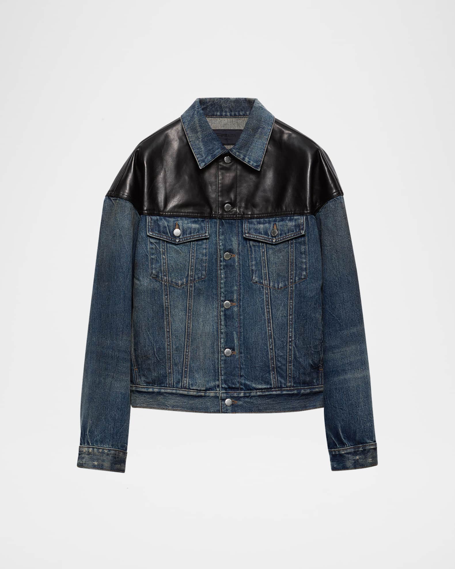 割引購入 Prada Men's Marcus Neiman | Jacket Leather and Denim ジャケット・アウター