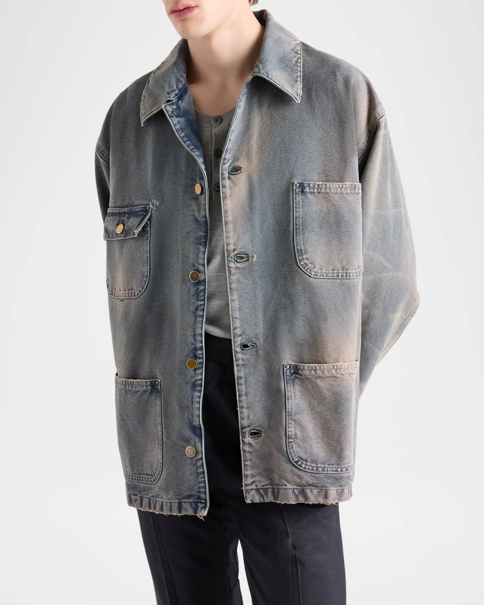 PRADA 24AW CANVAS OLD ダメージ加工ジャケットSGC675 PRADA(プラダ) 24AWCANVAS OLD ダメージ加工ジャケットSGC675