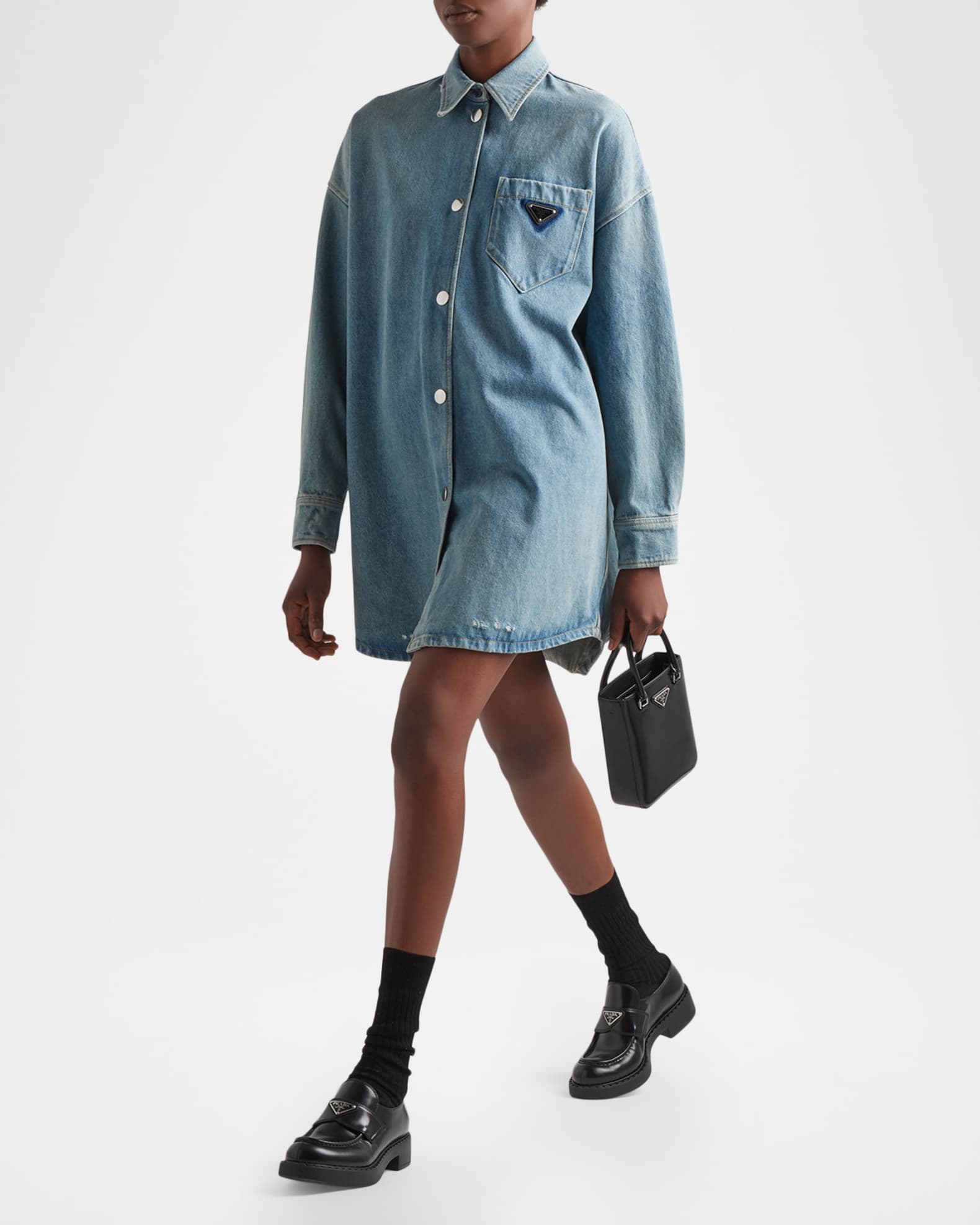 Prada Oversized Organic Denim Shirt | Neiman Marcus