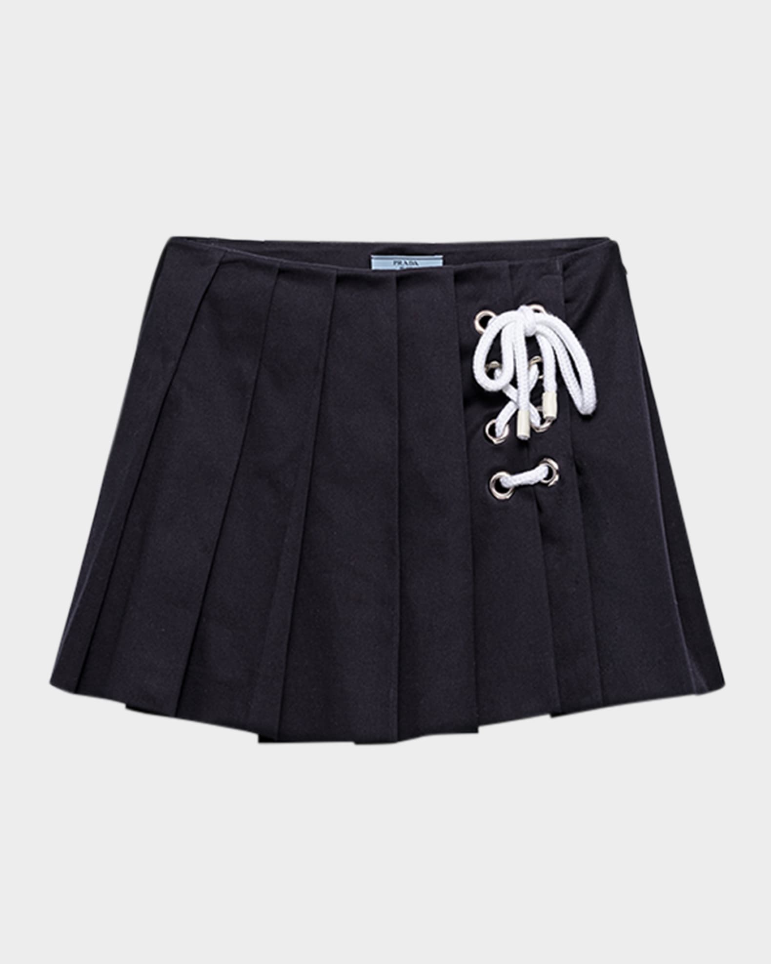 Prada Pleated Stretch Drill Mini Skirt | Neiman Marcus