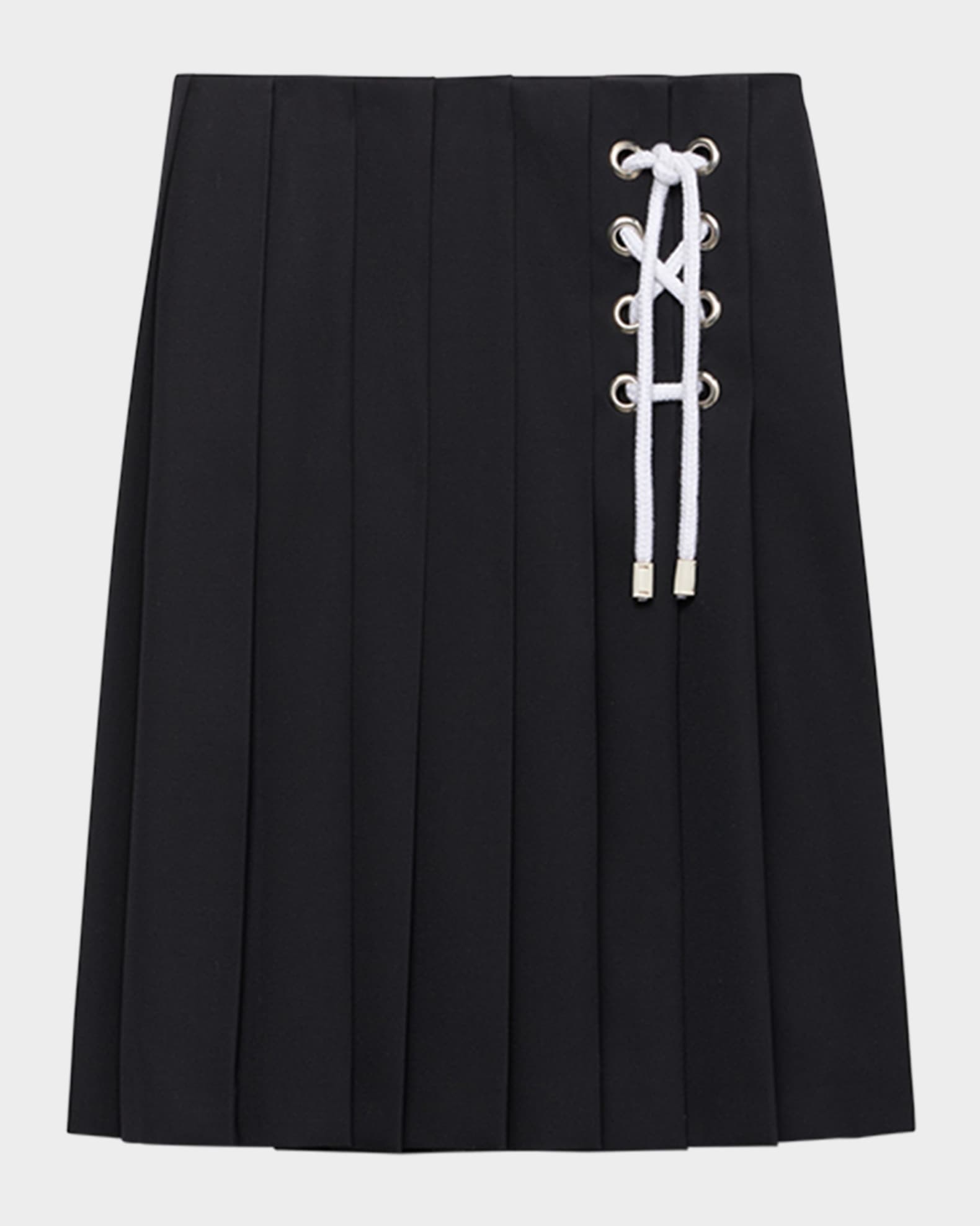 Prada Pleated Gabardine Midi Skirt | Neiman Marcus