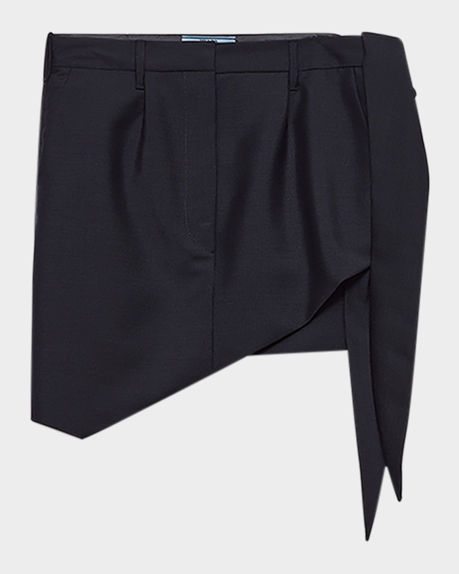 Prada Asymmetric Kid Mohair Mini Skirt | Neiman Marcus
