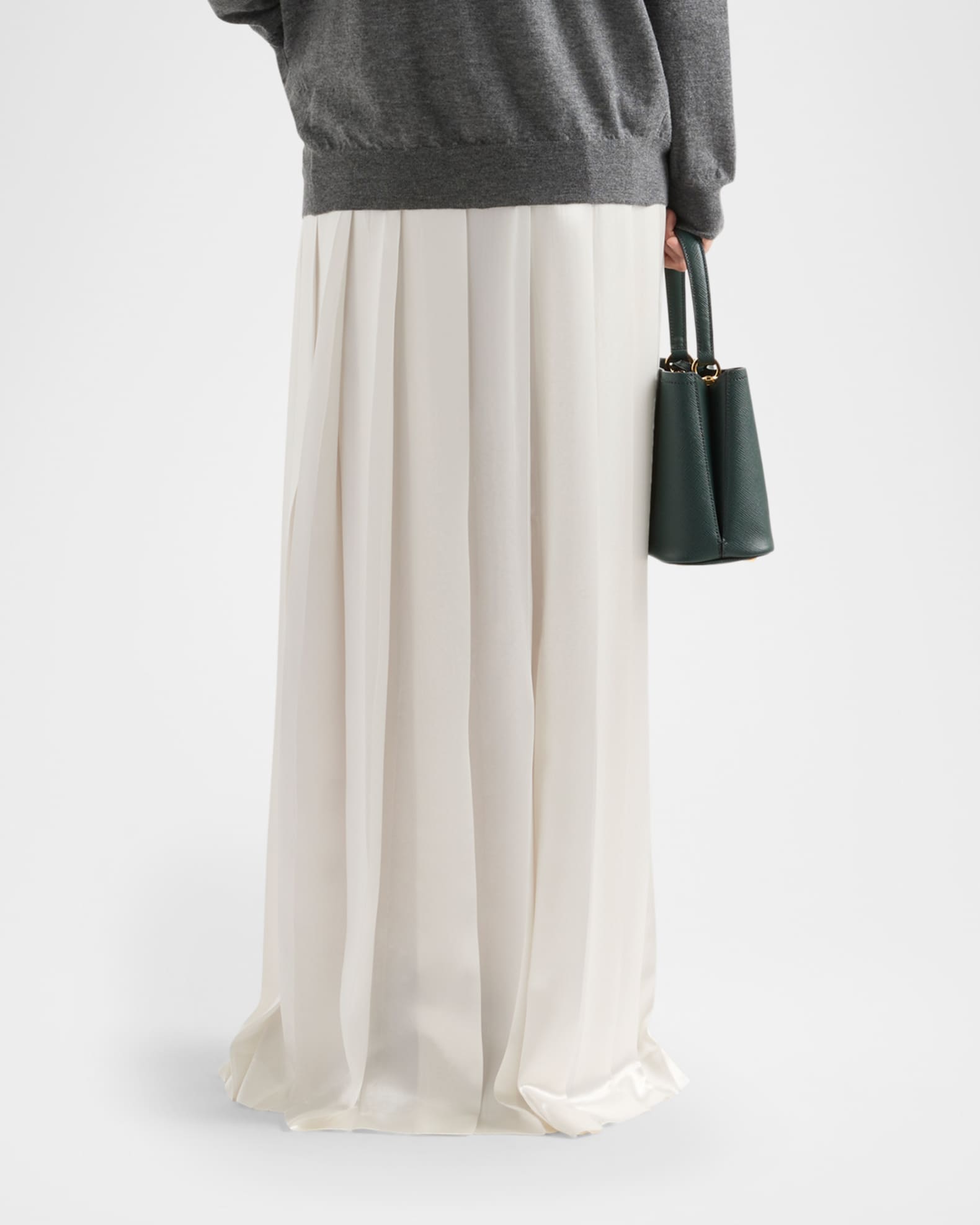 Prada Long Pleated Satin Skirt | Neiman Marcus