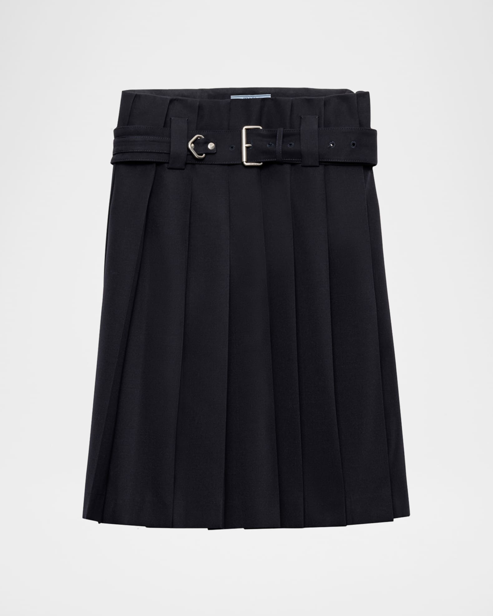 Prada Pleated Wool Belted Skirt | Neiman Marcus