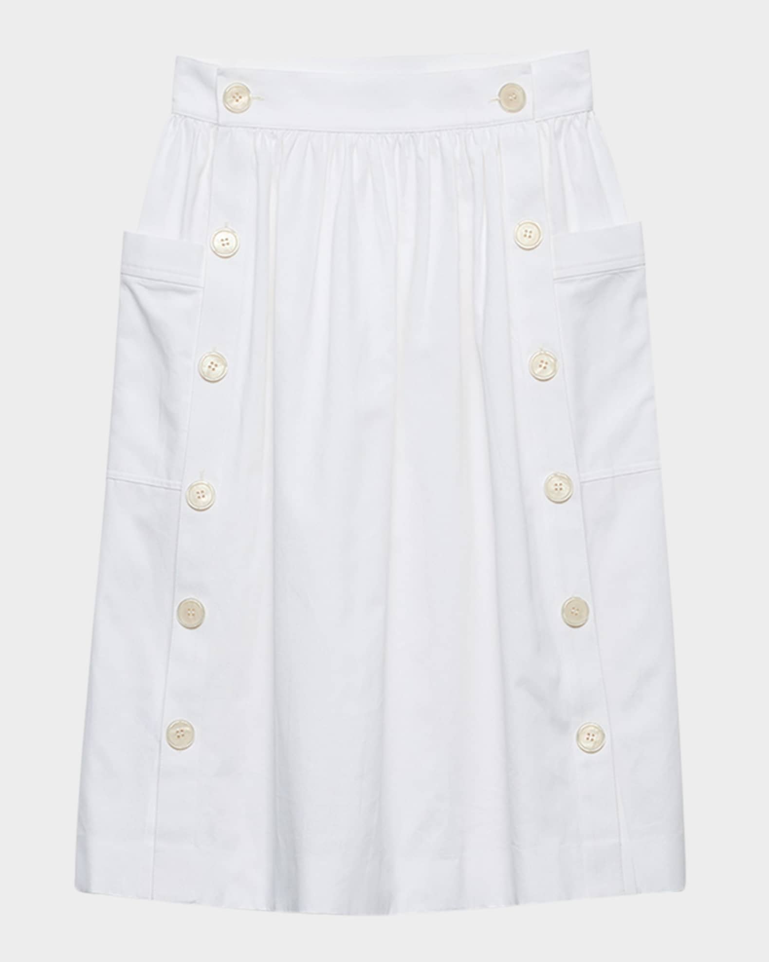 Buttoned Cotton Gabardine Skirt 0