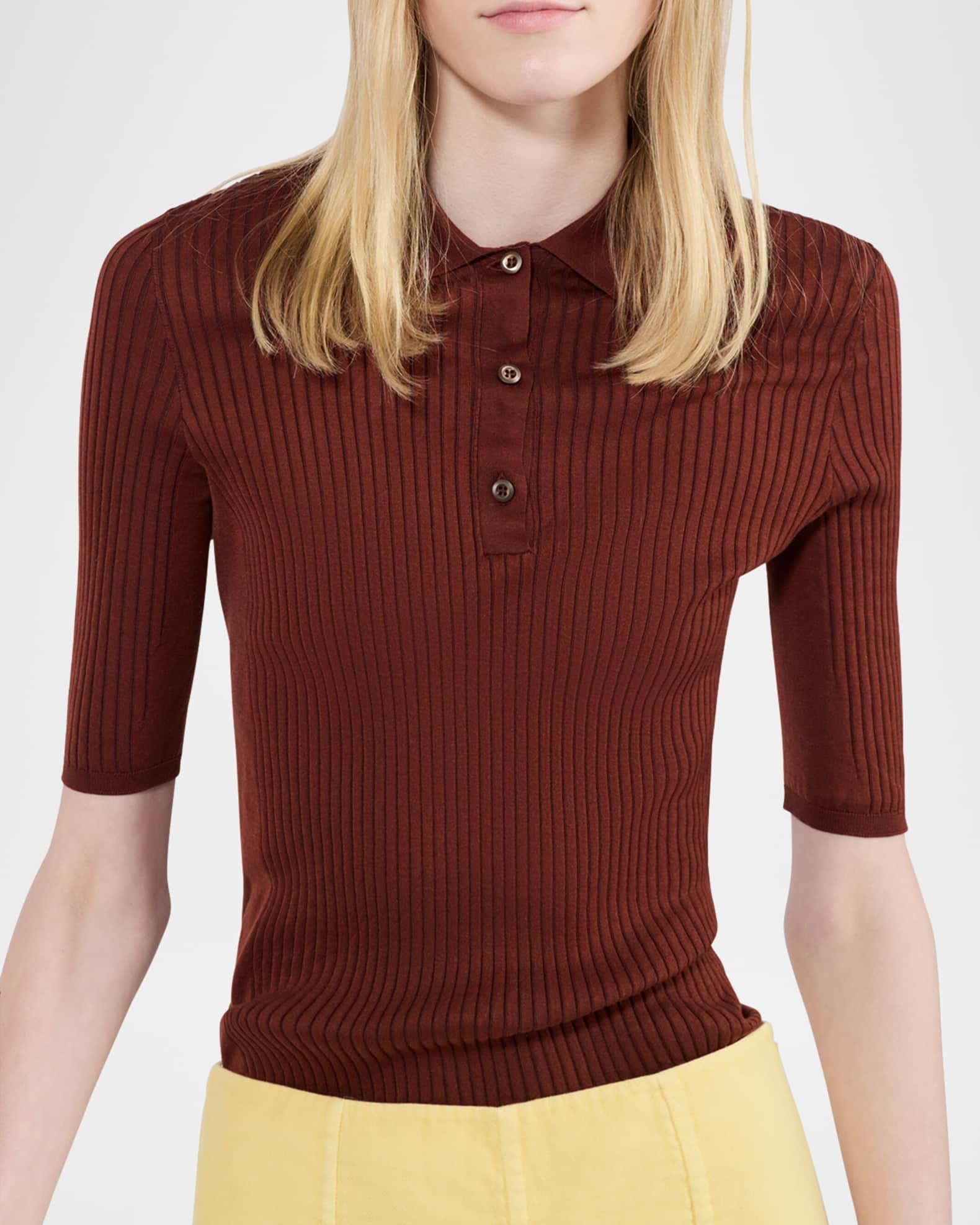 トップス PRADA knit polo Prada Fitted Rib Knit Polo | Neiman Marcus