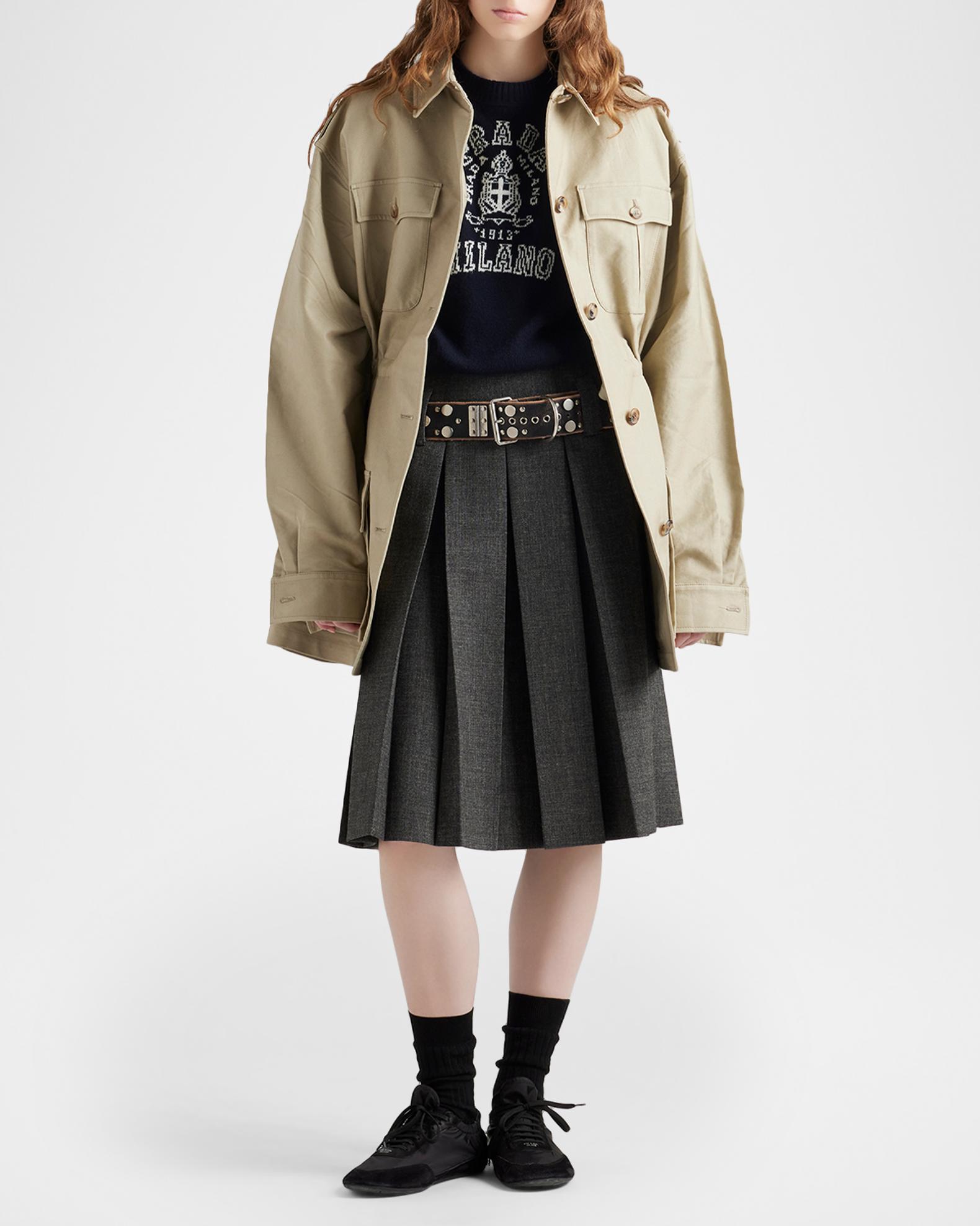 Prada Wool-Cashmere Boxy Intarsia Logo Sweater | Neiman Marcus