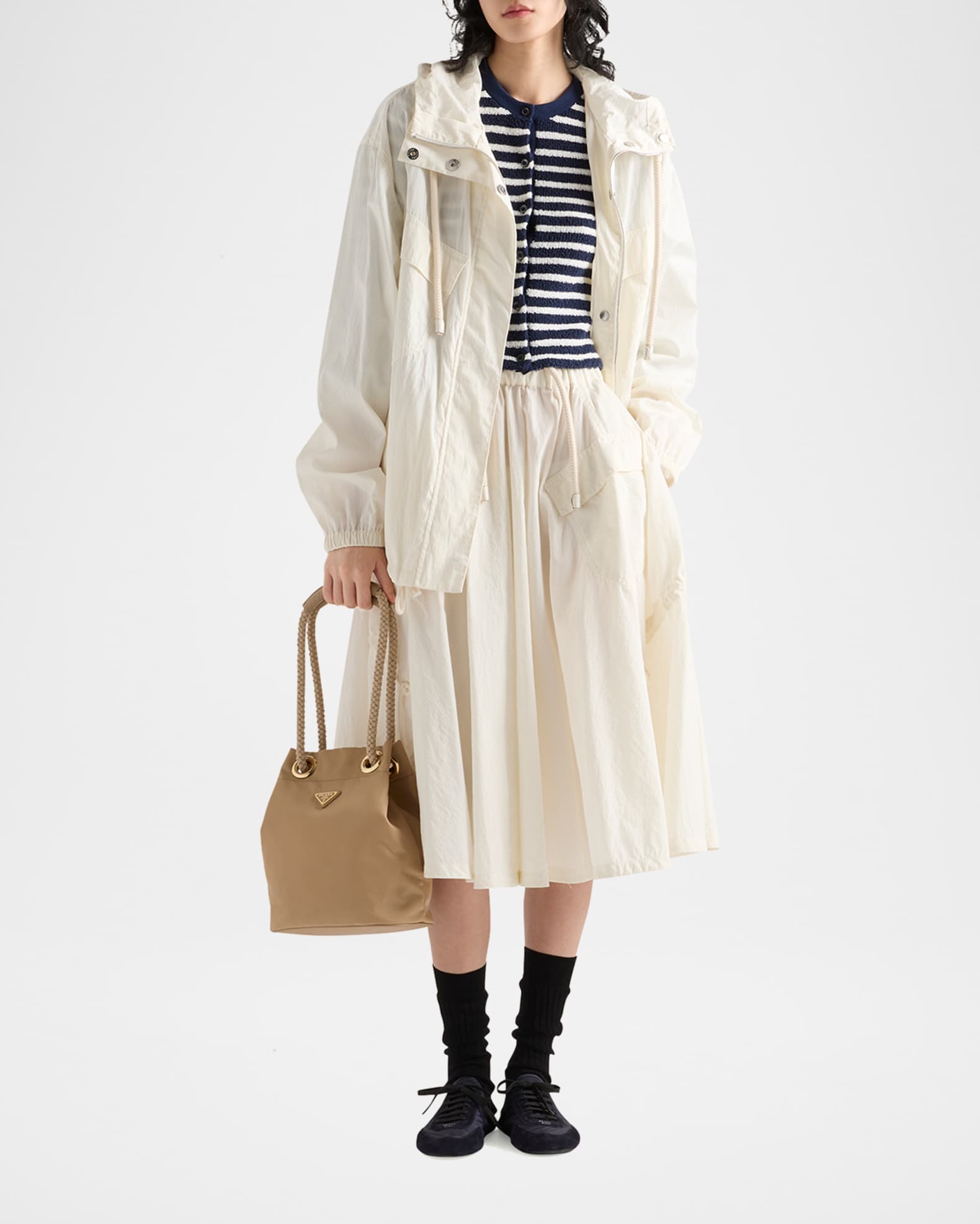Striped Three-Quarter Sleeve Knit Cardigan 1